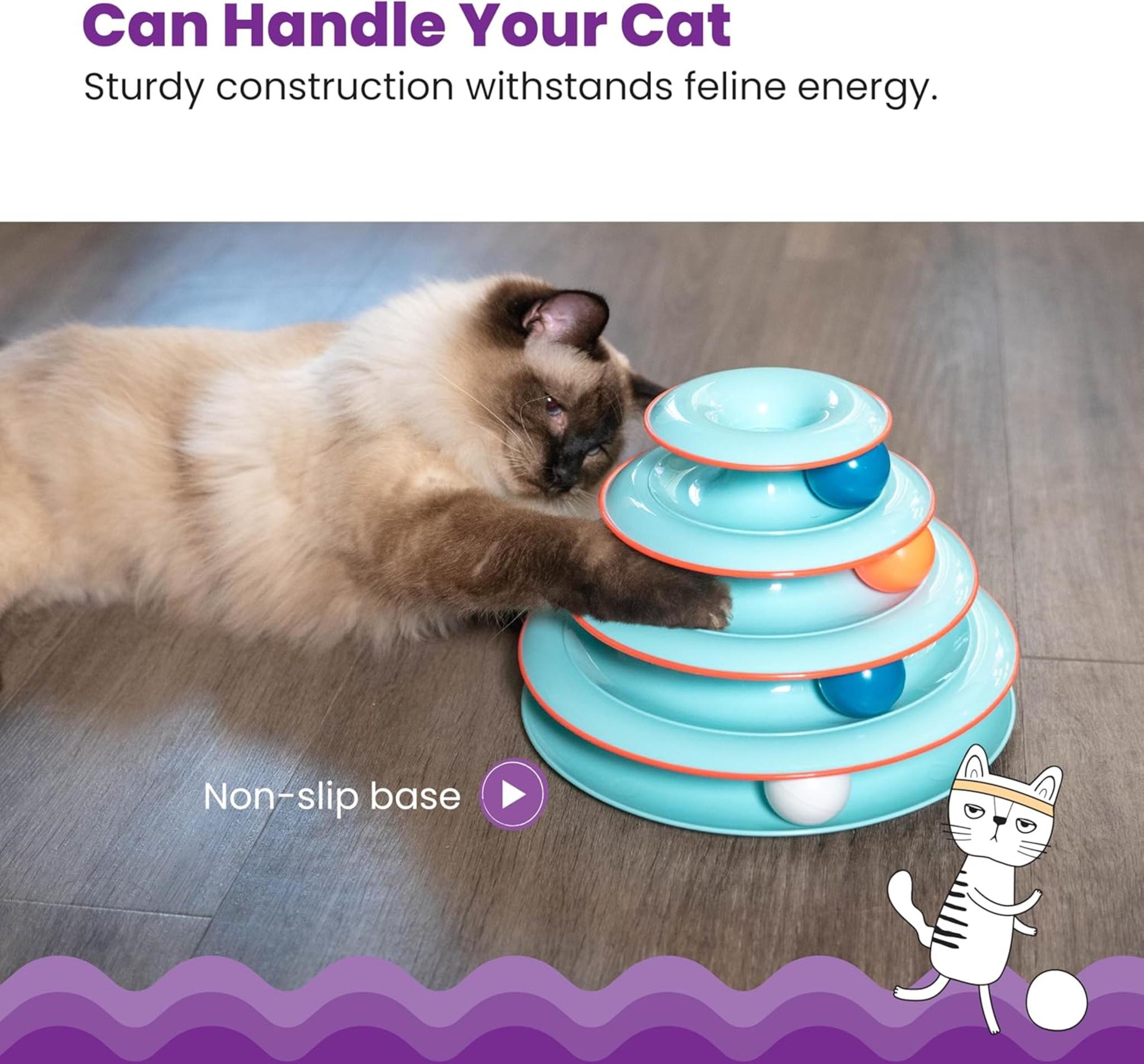 4-Tier Interactive Cat Track Toy with Spinning Balls and Non-Slip Base
