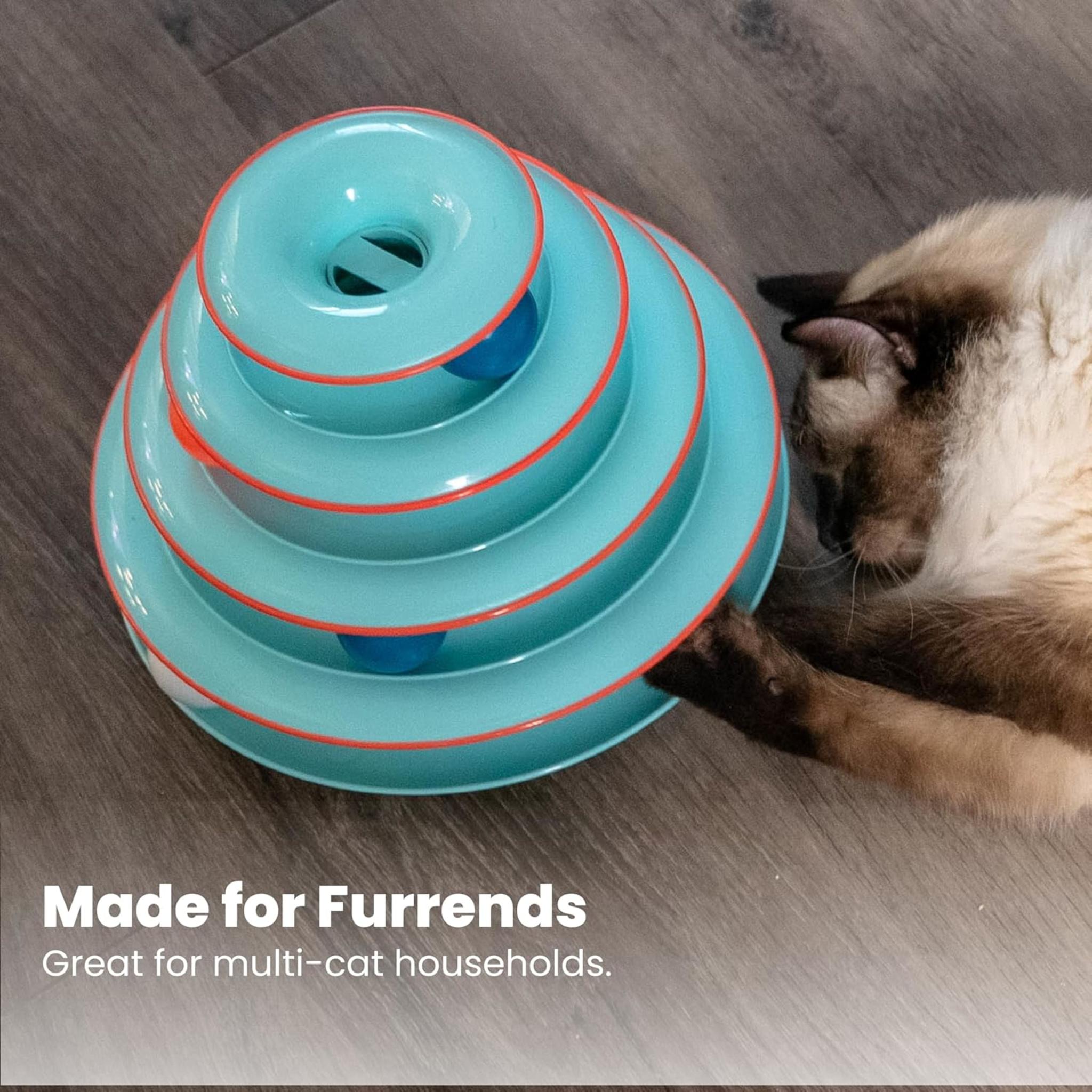 4-Tier Interactive Cat Track Toy with Spinning Balls and Non-Slip Base