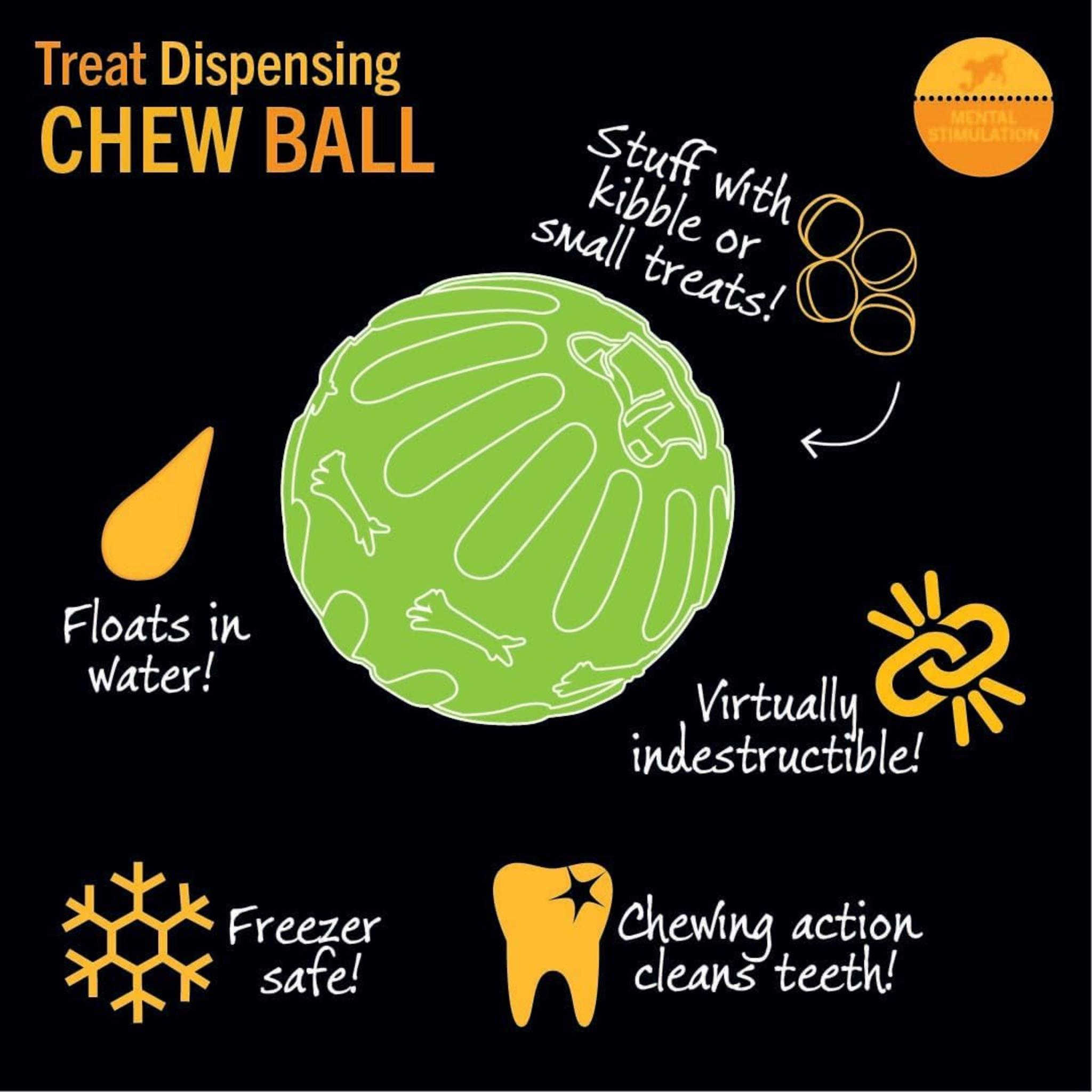 Durable Treat Dispensing Chew Ball for Large Dogs - Tough Rubber Alternative