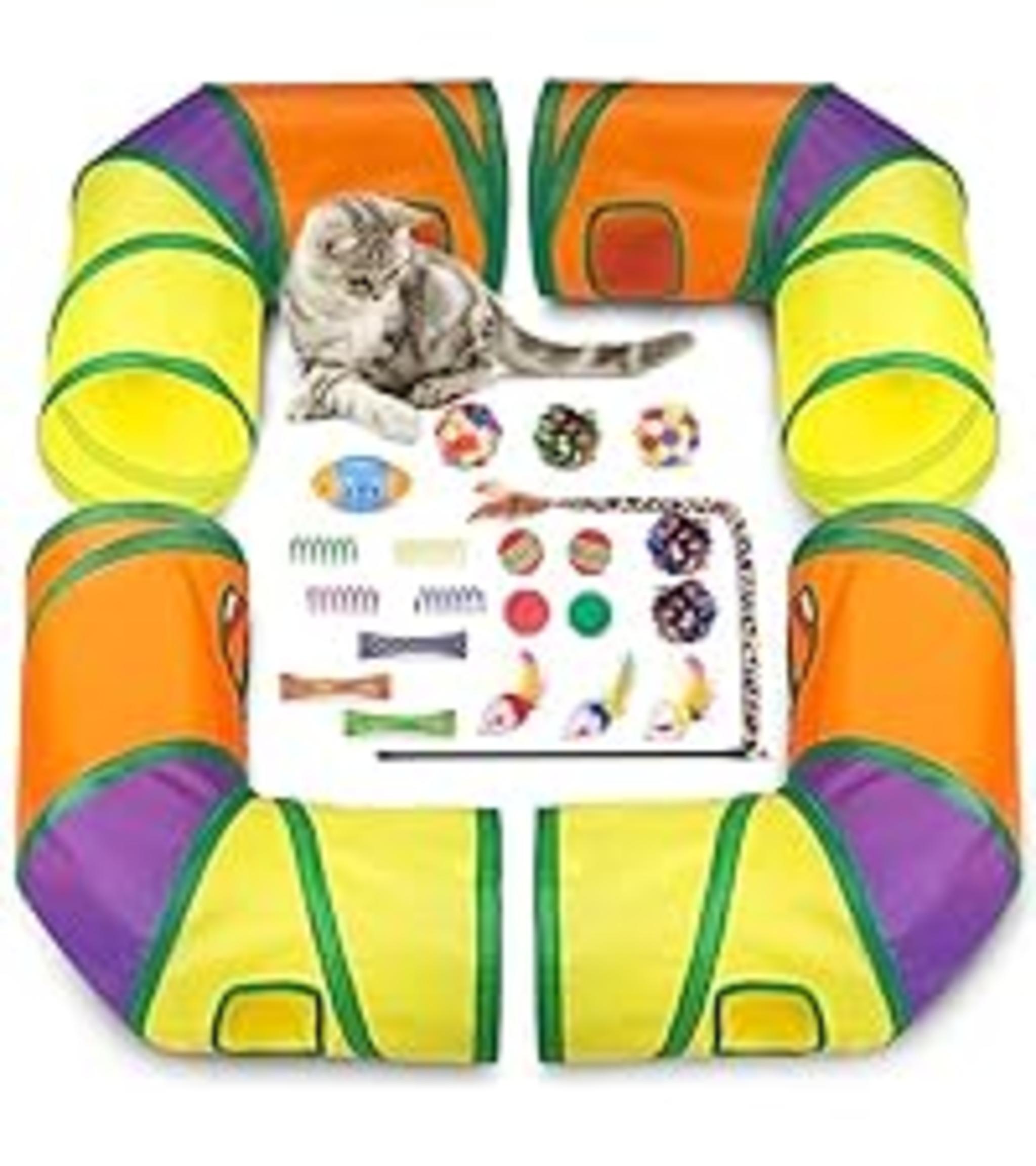 33Pcs Cat Toys Variety Pack with Collapsible Tunnel, Feather Wand and Interactive Balls image 18