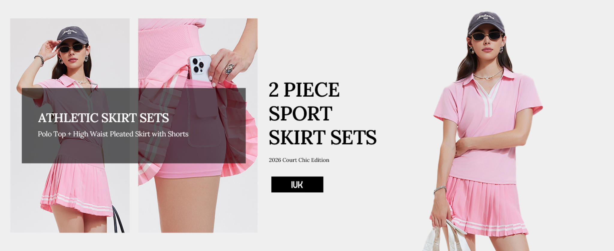 Women's 2 Piece Pleated Tennis Skirt and Polo V-Neck Athletic Set image 15