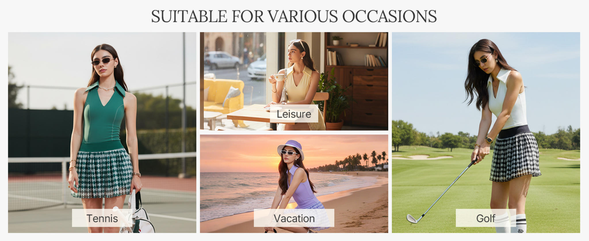 Women's 2 Piece Athletic Tennis Skirt Set with Sleeveless Top image 15