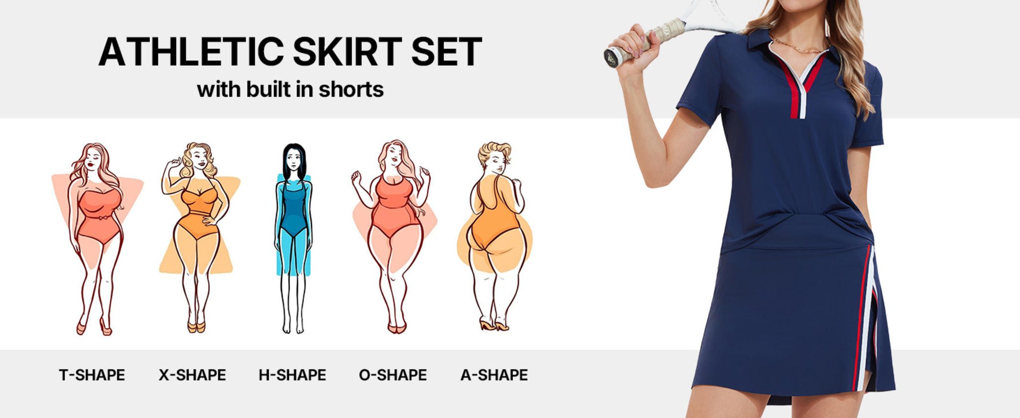 Women's Colorblock V Neck Polo & High Waisted Side Slit Skort Athletic Set image 10