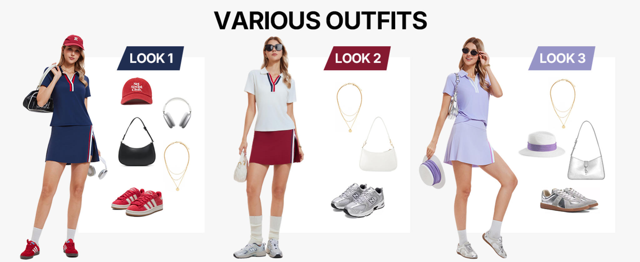 Women's Colorblock V Neck Polo & High Waisted Side Slit Skort Athletic Set image 11
