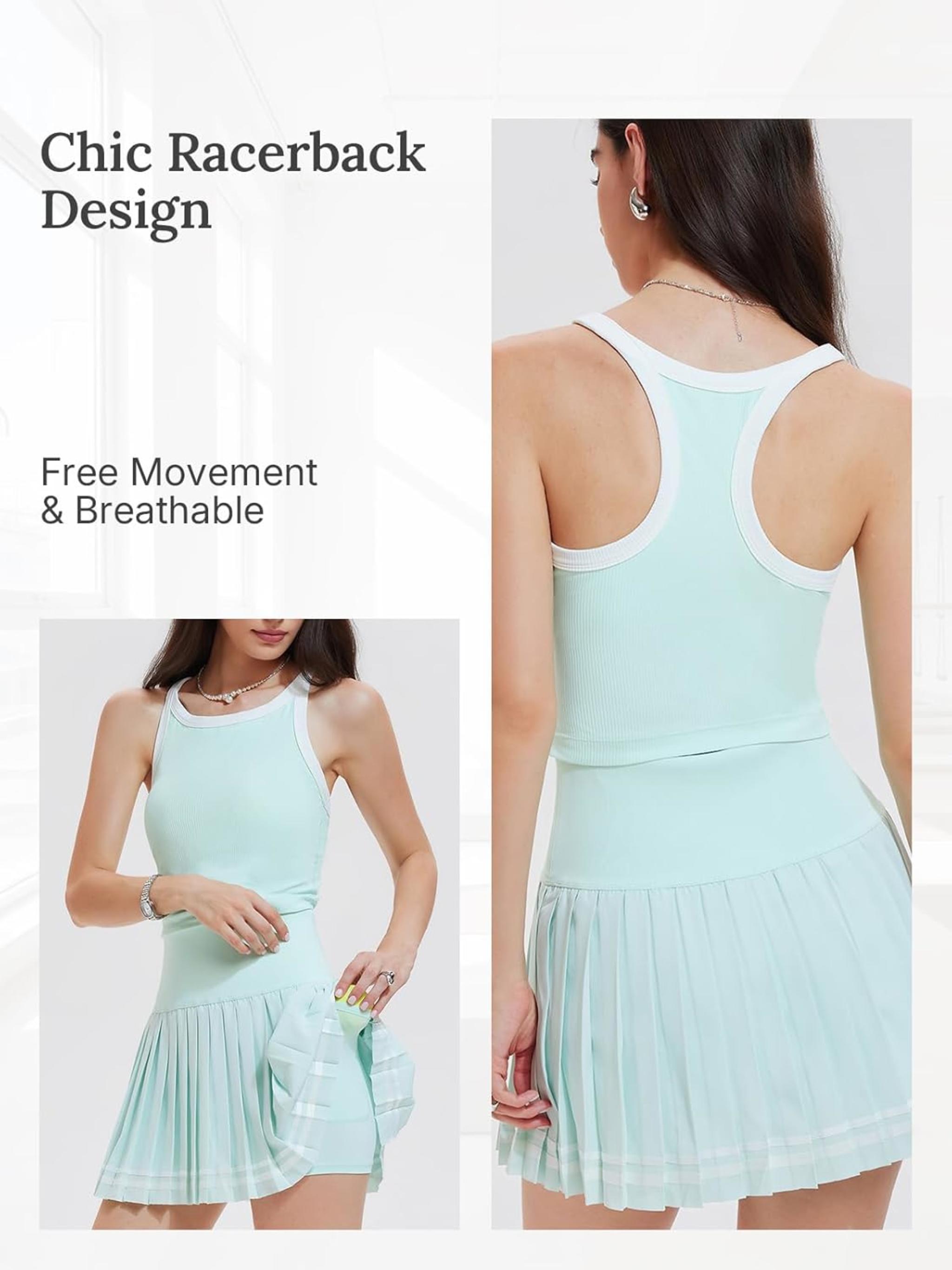 Women's 2 Piece Racerback Tank Top and Athletic Tennis Skirt Set