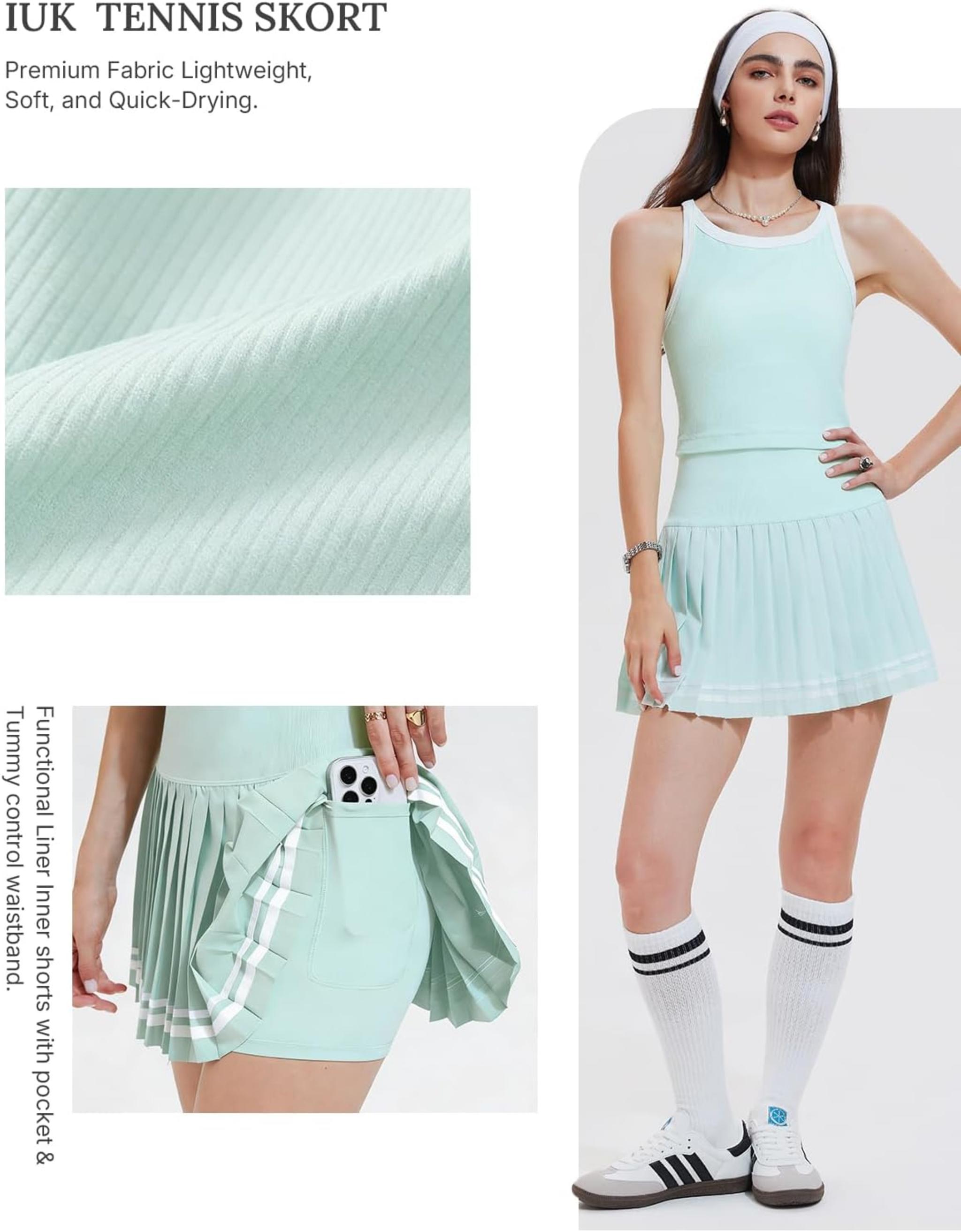Women's 2 Piece Racerback Tank Top and Athletic Tennis Skirt Set