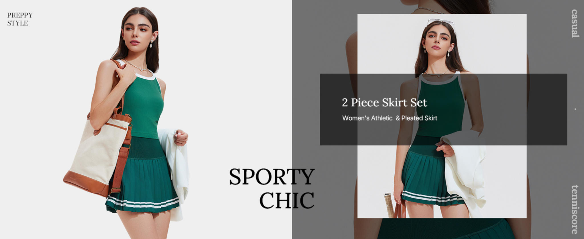 Women's 2 Piece Racerback Tank Top and Athletic Tennis Skirt Set image 15