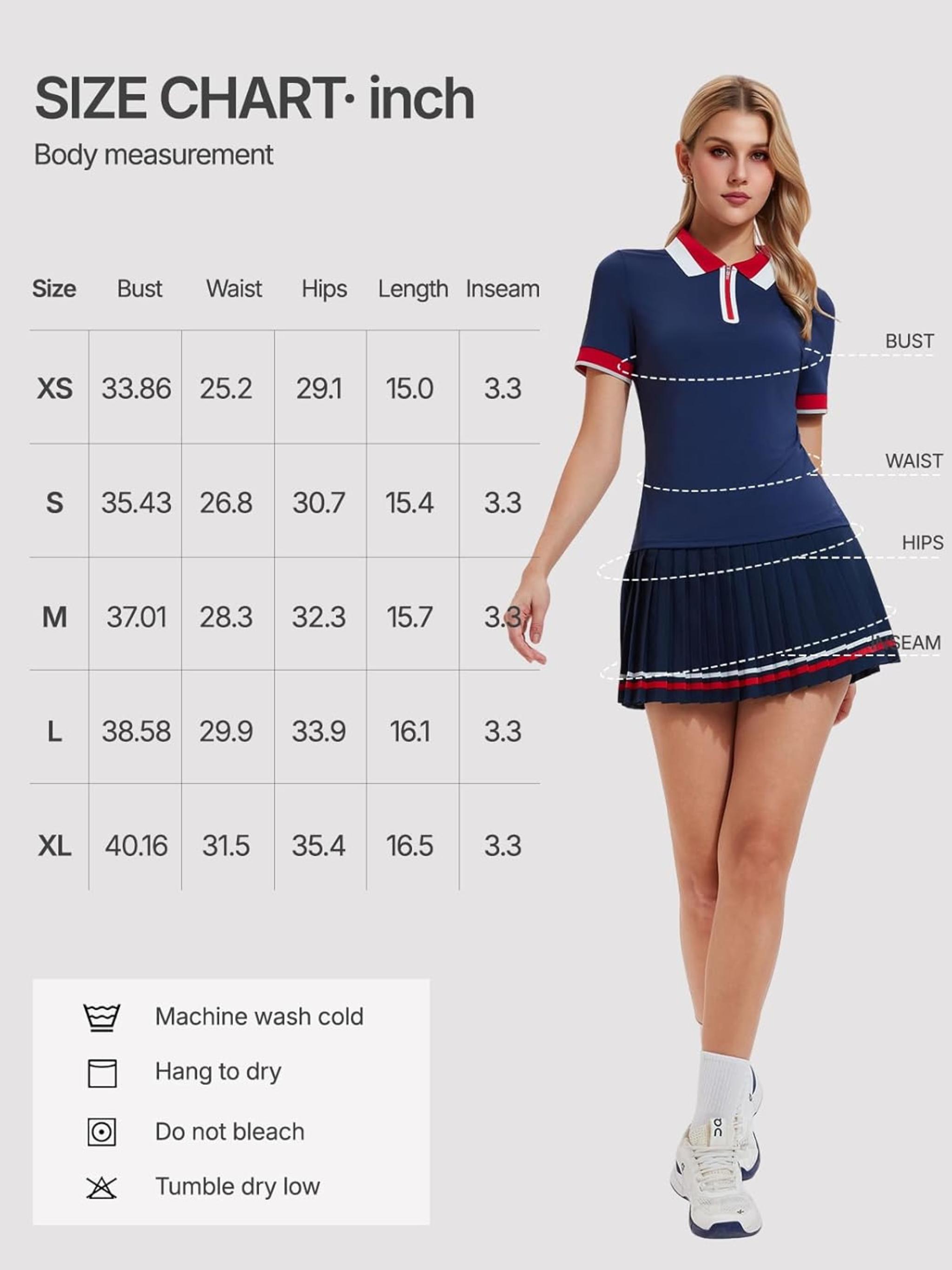 Women's 2-Piece Tennis Skirt Set - Polo V-Neck Top & High-Waisted Pleated Skirt