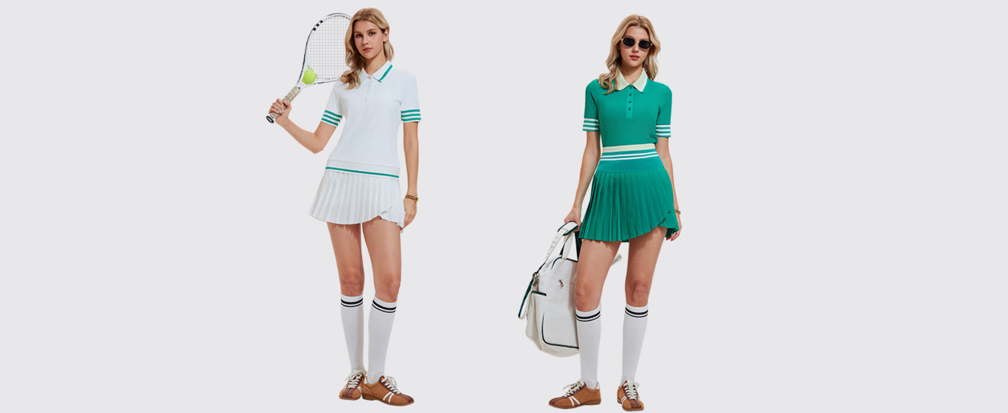 Women's 2 Piece Tennis Skirt Set with Preppy Polo Top and Pleated Skort image 14