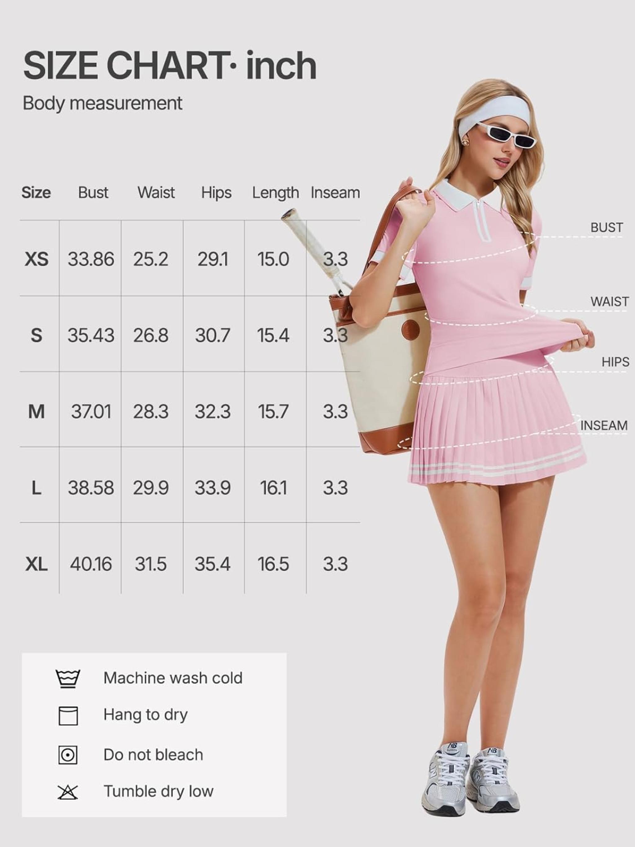 Women's 2-Piece Tennis Skirt Set with Polo V-Neck Top & High-Waisted Pleated Skirt