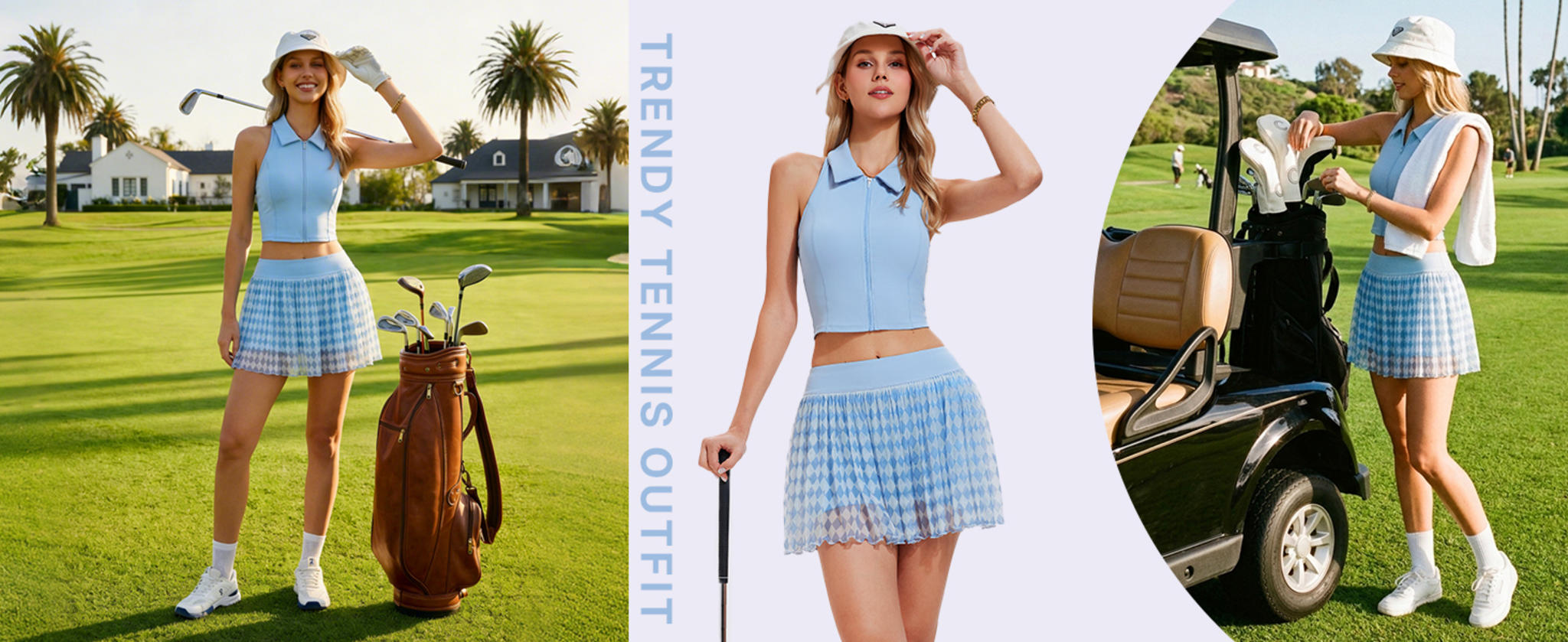 Women's 2 Piece Tennis Skirt Set with Flowy Mesh Pleated Skirt and Full Zip Crop Top image 13