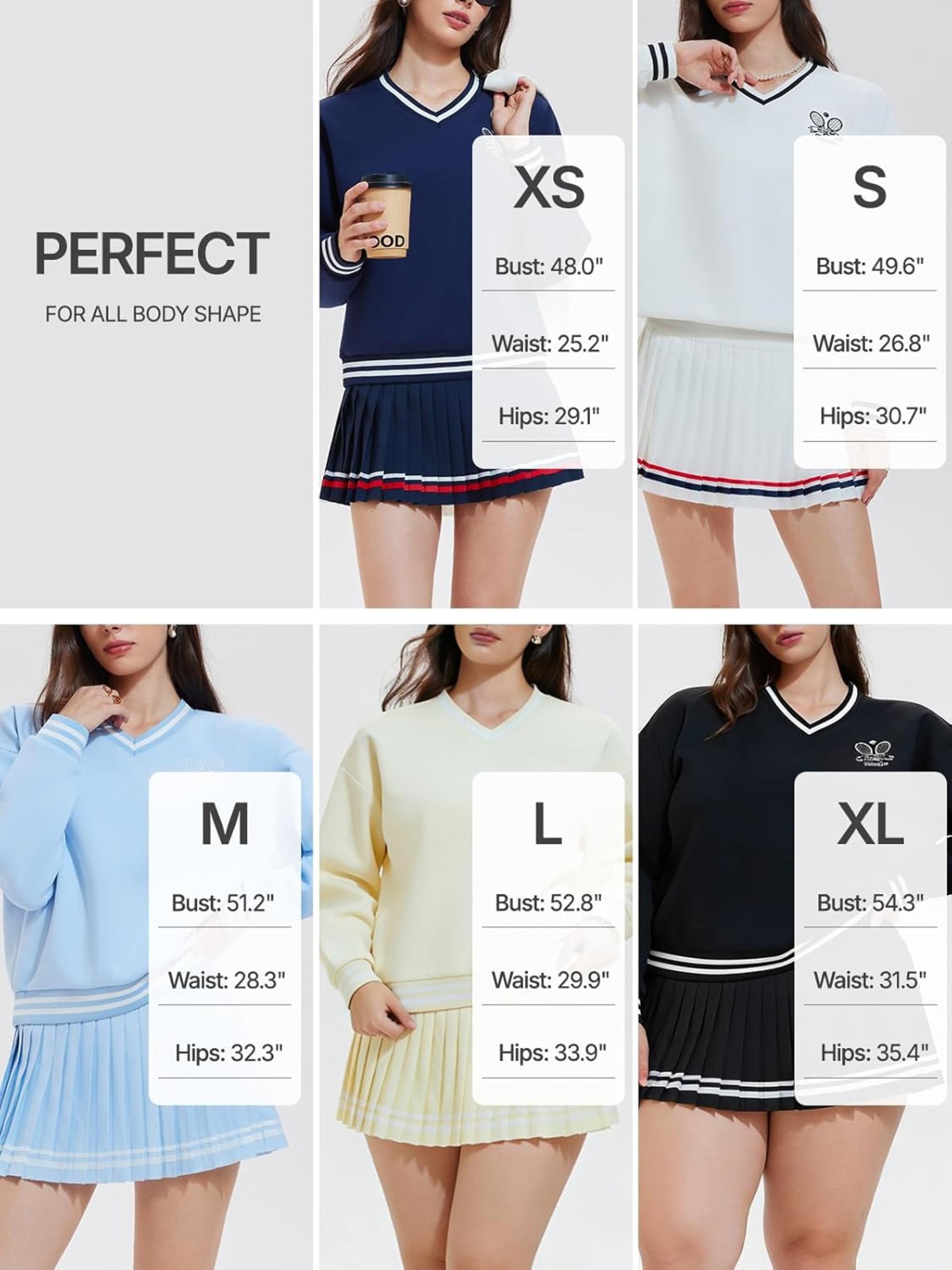 Women's 2-Piece Long Sleeve Tennis Skirt Set & V-Neck Golf Sweater