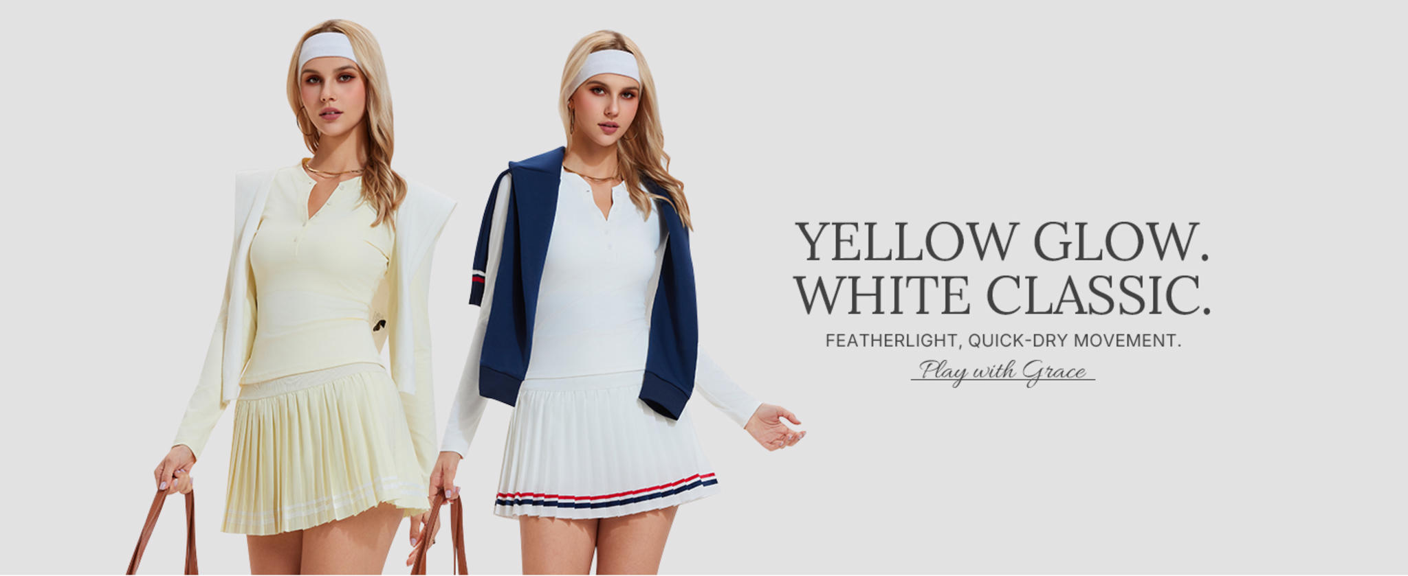 Women's 2-Piece Long Sleeve Henley Top and Pleated Tennis Skort Set image 9
