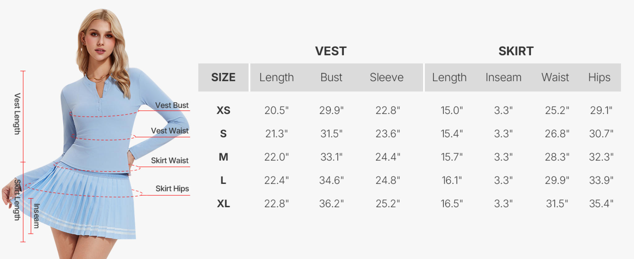 Women's 2-Piece Long Sleeve Henley Top and Pleated Tennis Skort Set image 17