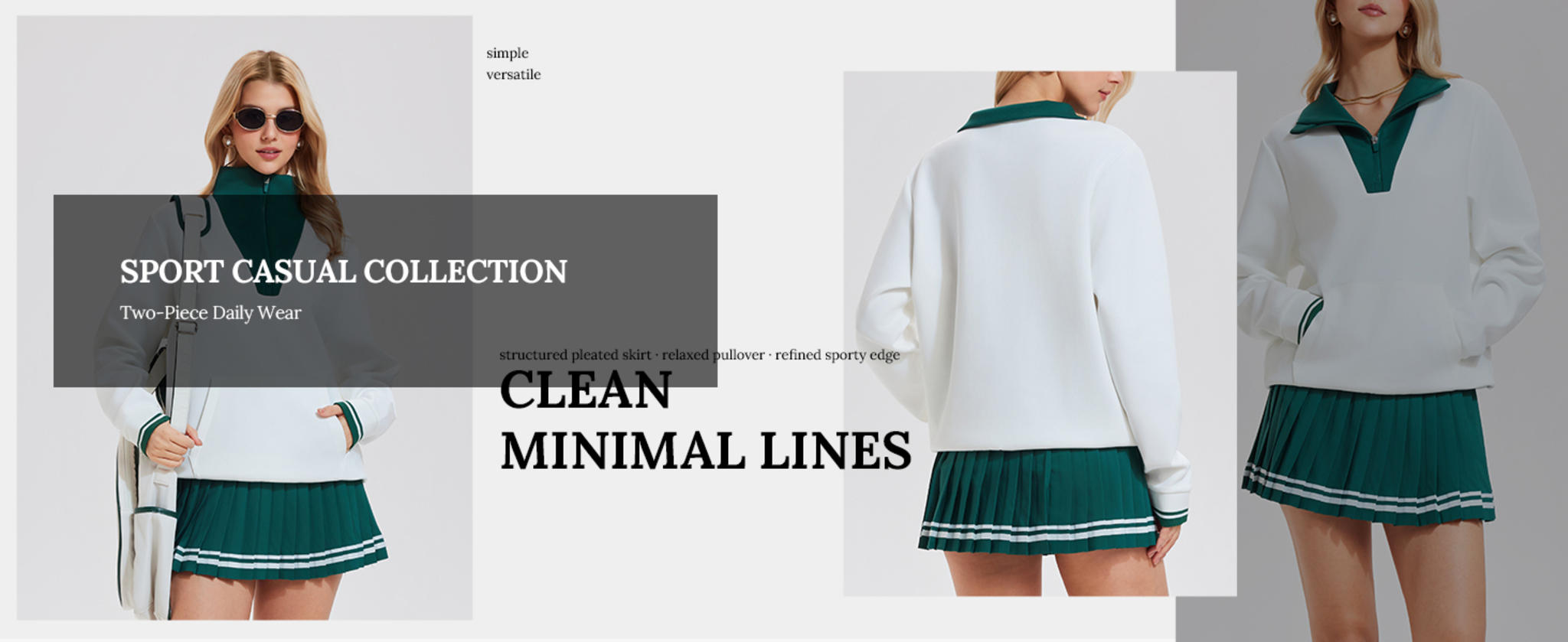 Women's 2 Piece Thermal Tennis Skirt Set - Long Sleeve Half Zip Athletic Outfit image 12