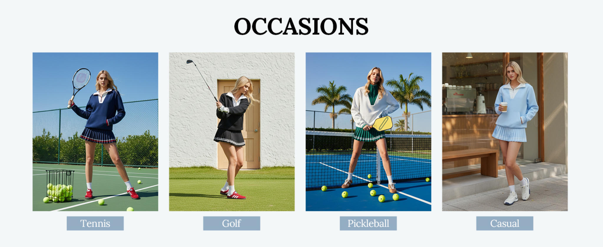 Women's 2 Piece Thermal Tennis Skirt Set - Long Sleeve Half Zip Athletic Outfit image 21