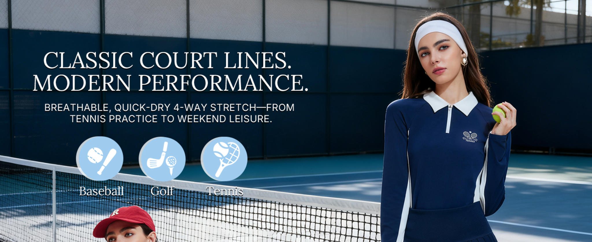 Women's 2 Piece Tennis Skirt Set - Half Zip Long Sleeve Sweater & Pleated Skort image 7