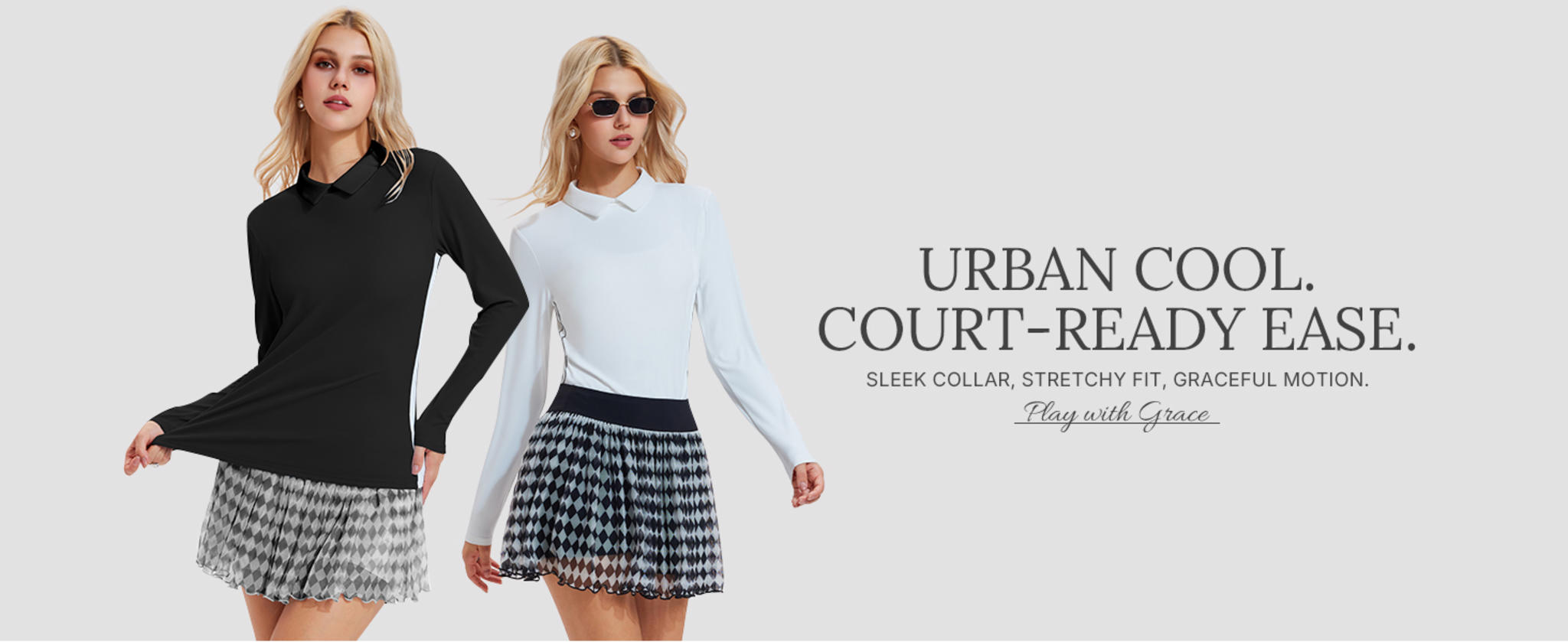 Women's 2 Piece Golf and Tennis Set with Long Sleeve Top and Pleated Skort image 10