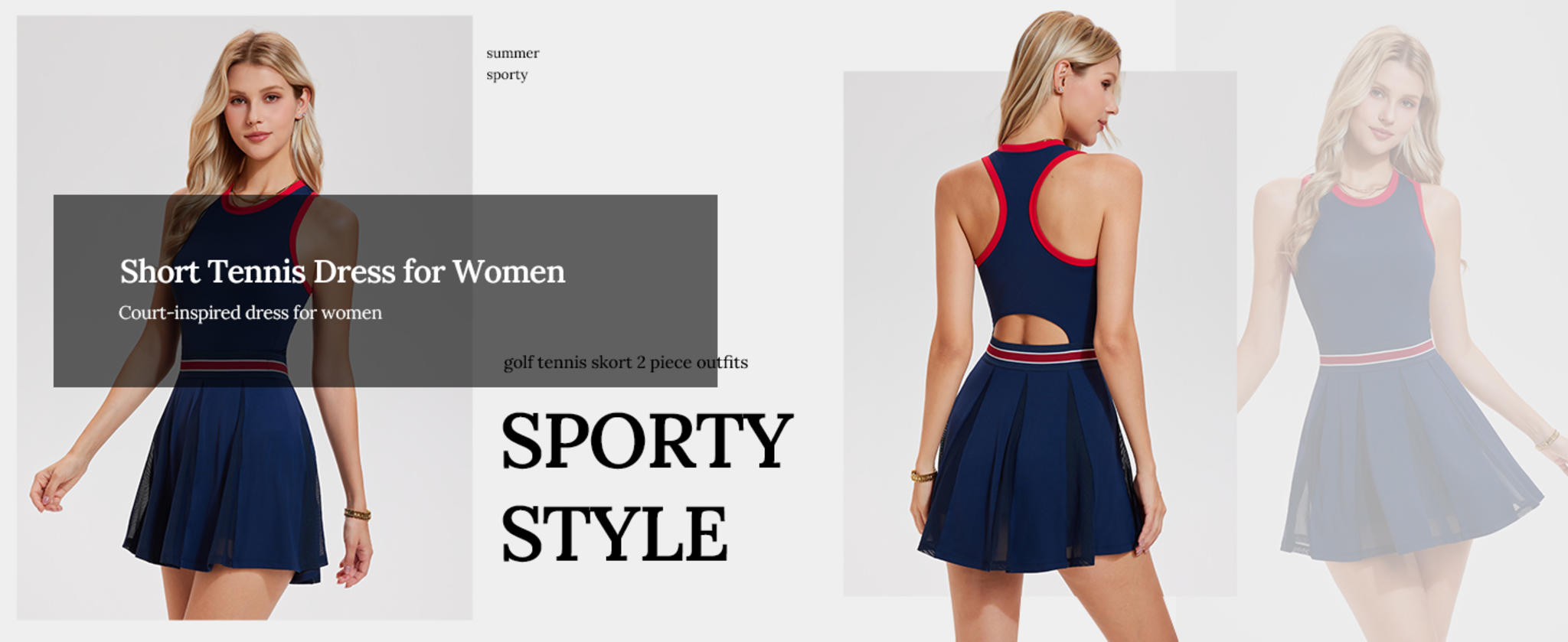 Women's Sleeveless Tennis Golf Dress - Racerback Cutout Pleated Mini Skater Dress image 10