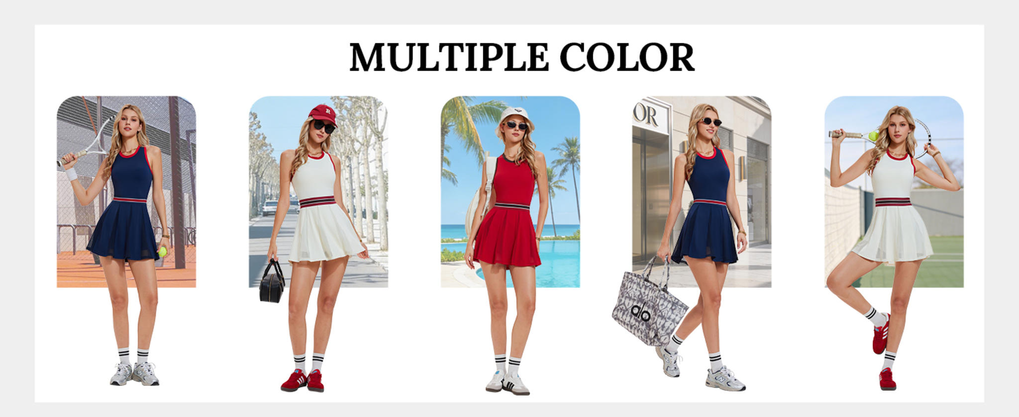 Women's Sleeveless Tennis Golf Dress - Racerback Cutout Pleated Mini Skater Dress image 17