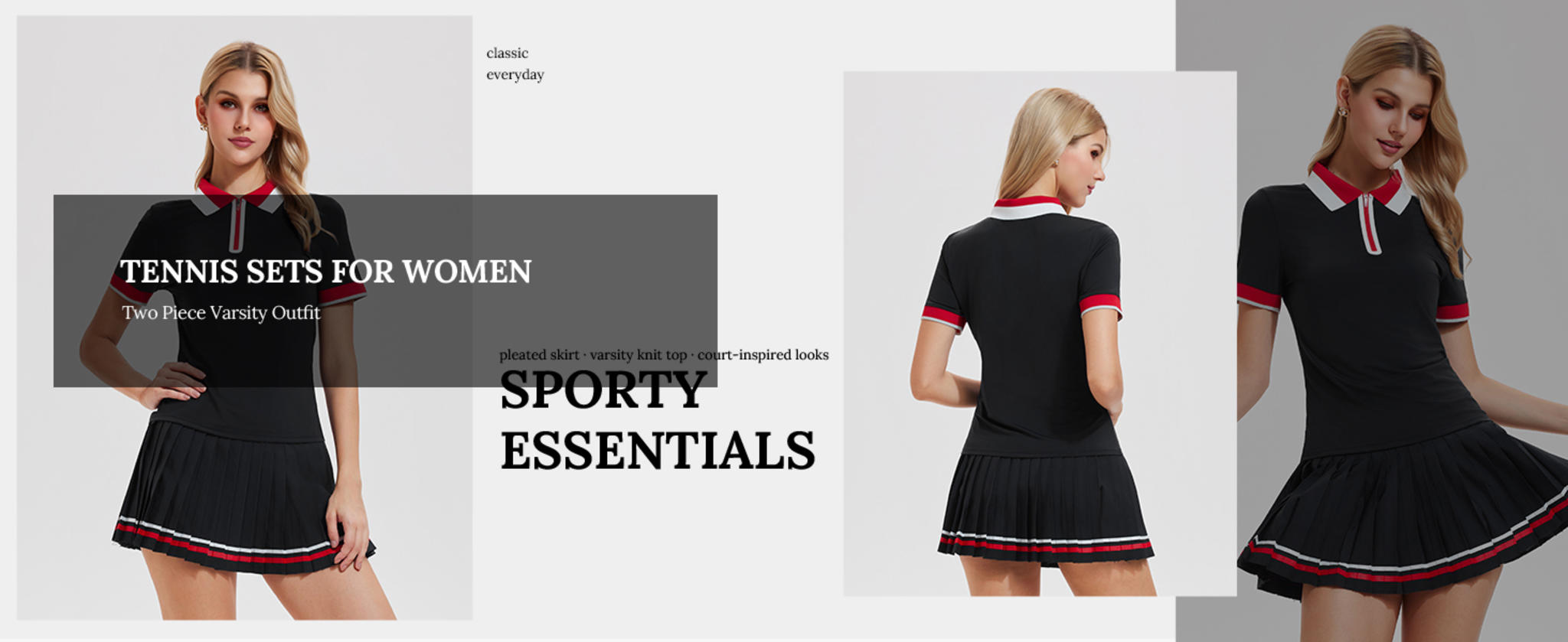 Women's 2-Piece Tennis Skirt Set with Polo V-Neck Top and High-Waisted Pleated Skirt image 11