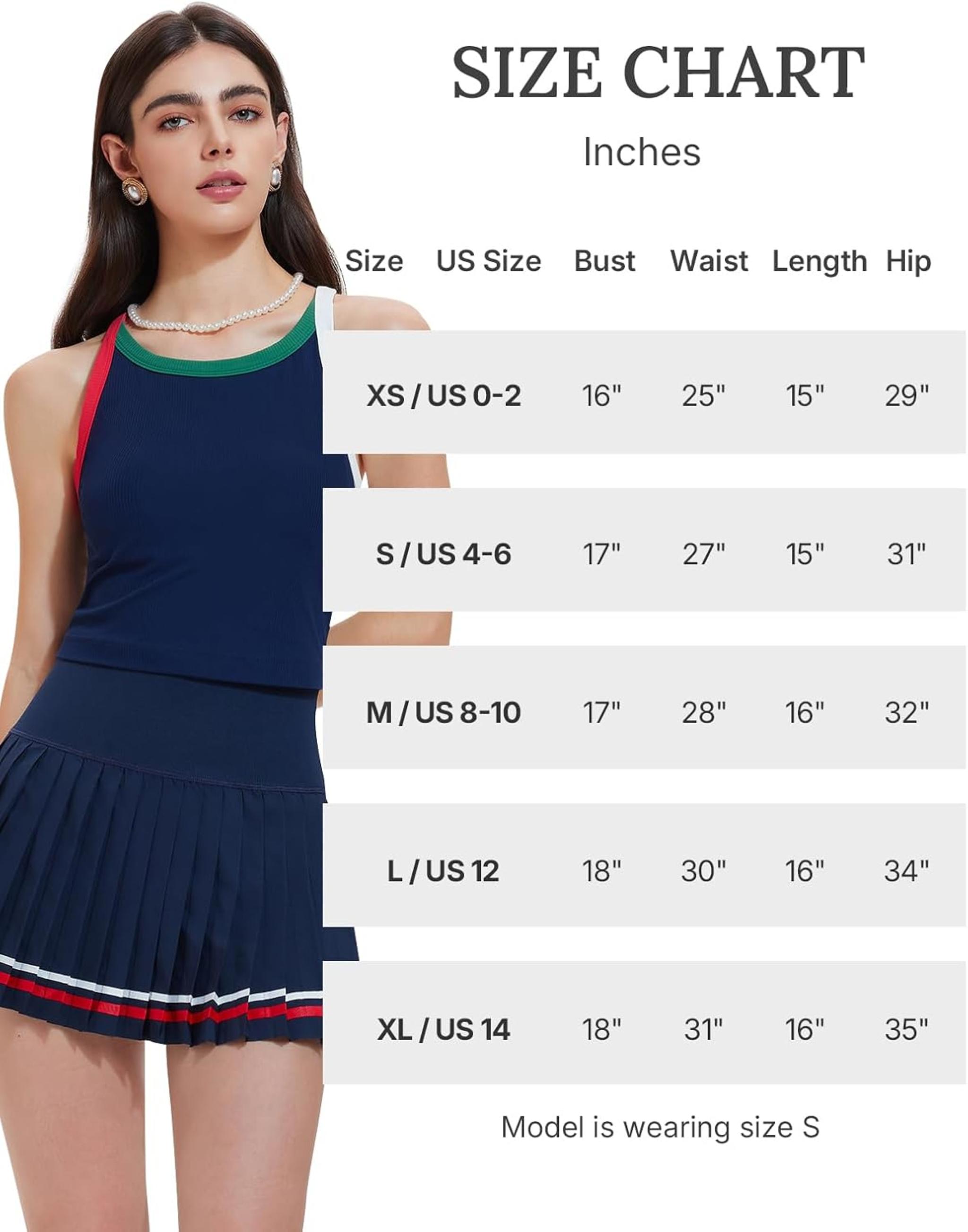 Women's 2 Piece Tennis Skirt Set - Racerback Tank Top and Athletic Golf Dress