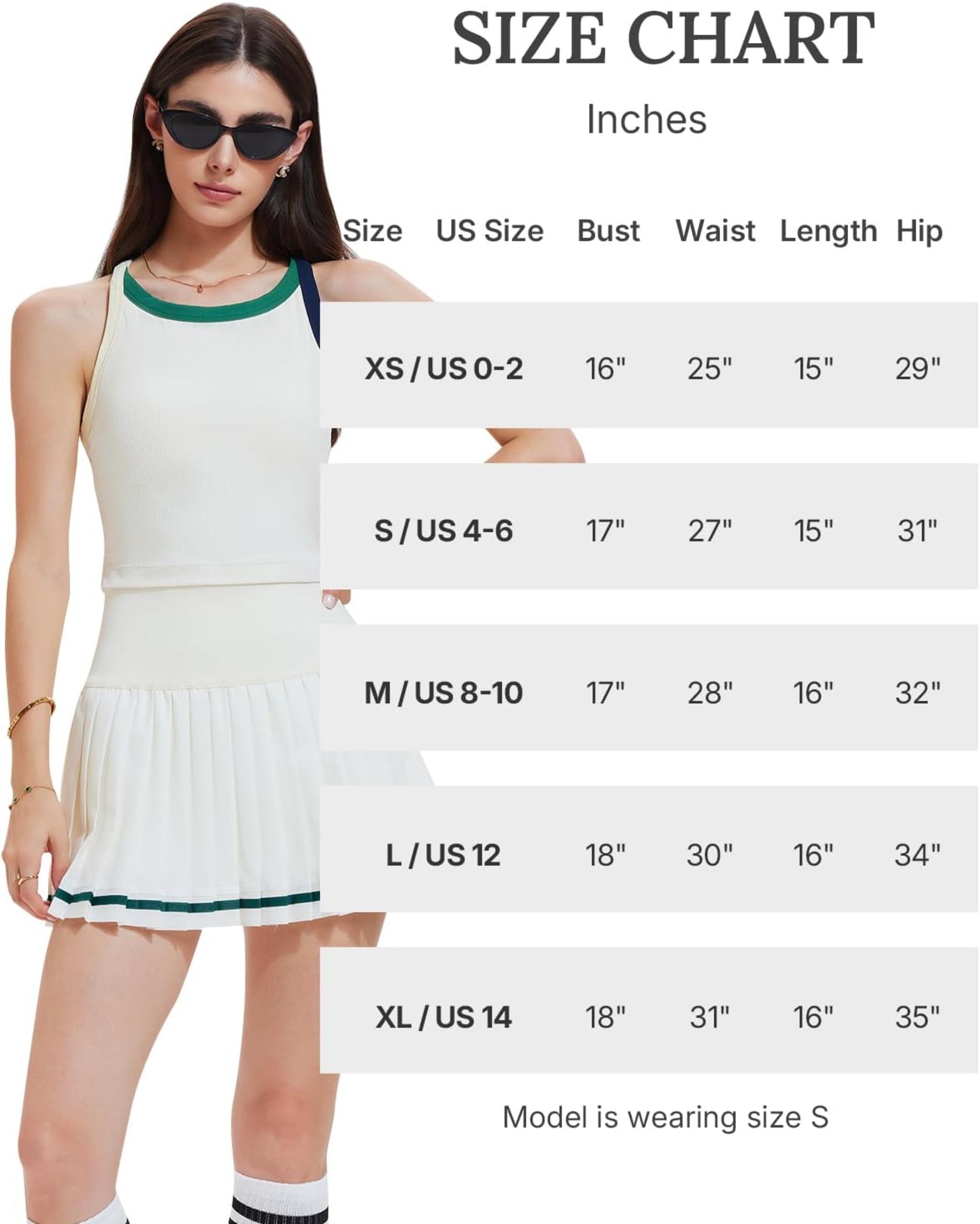 Women's 2 Piece Tennis Skirt Set - Racerback Tank Top & Athletic Golf Dress