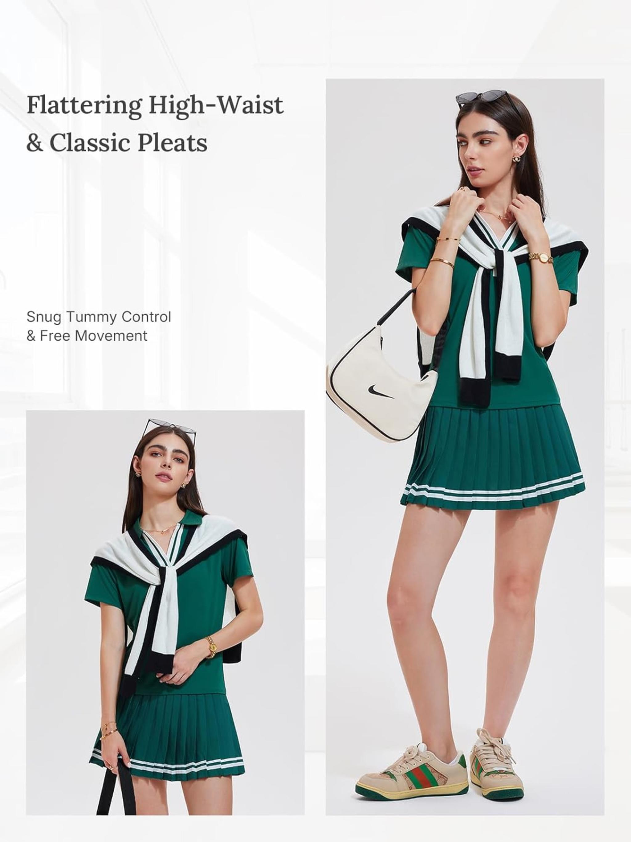 Women's 2 Piece Athletic Skirt Set - Pleated Golf & Tennis Outfit