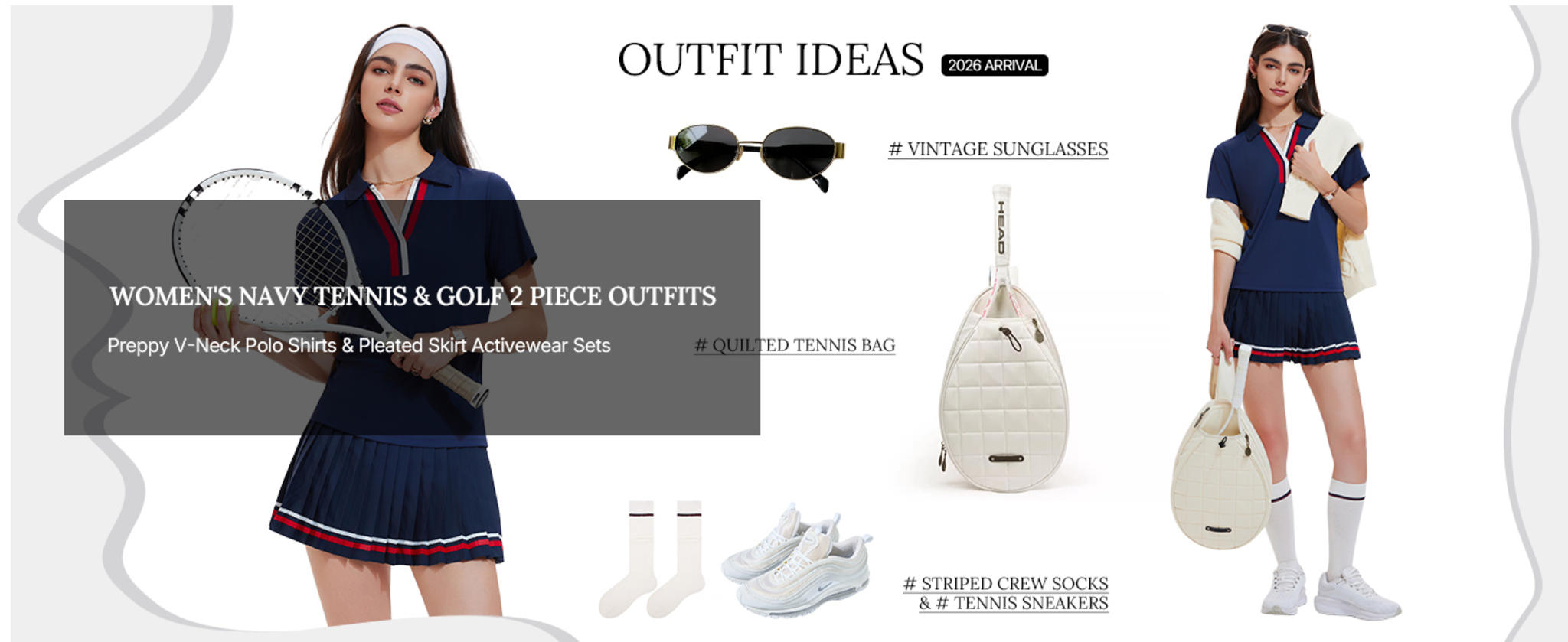 Women's 2 Piece Athletic Skirt Set - Pleated Golf & Tennis Outfit image 12