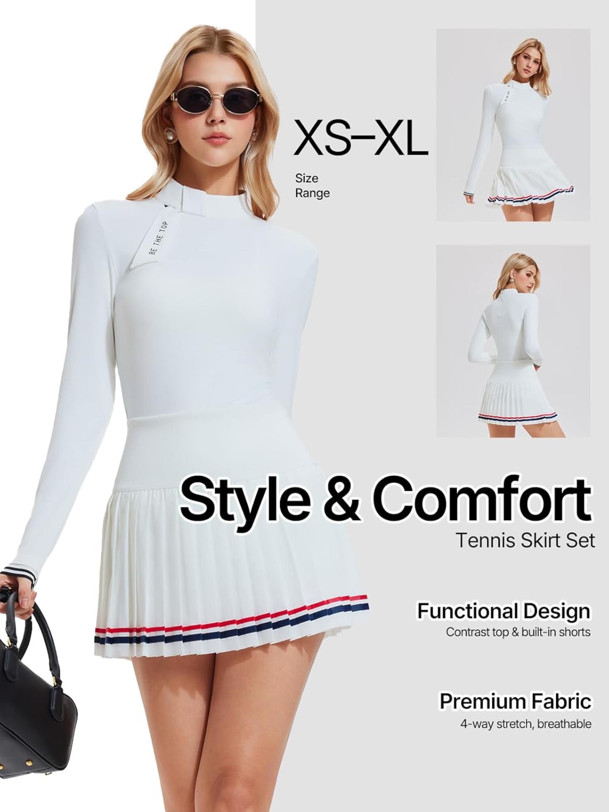 Women's 2 Piece Tennis Skirt Set - Athletic Golf & Pickleball Outfits