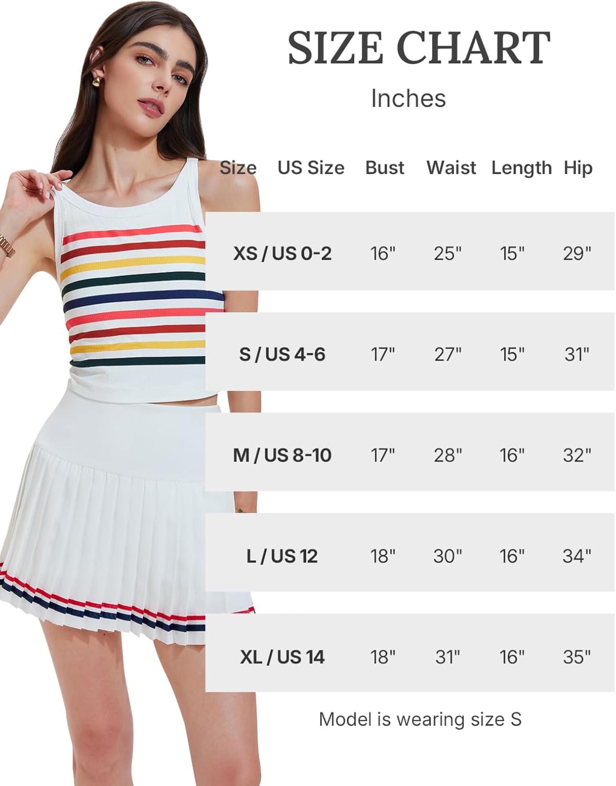 Women's 2 Piece Tennis Skirt Set - Racerback Tank Top and Athletic Golf Dress