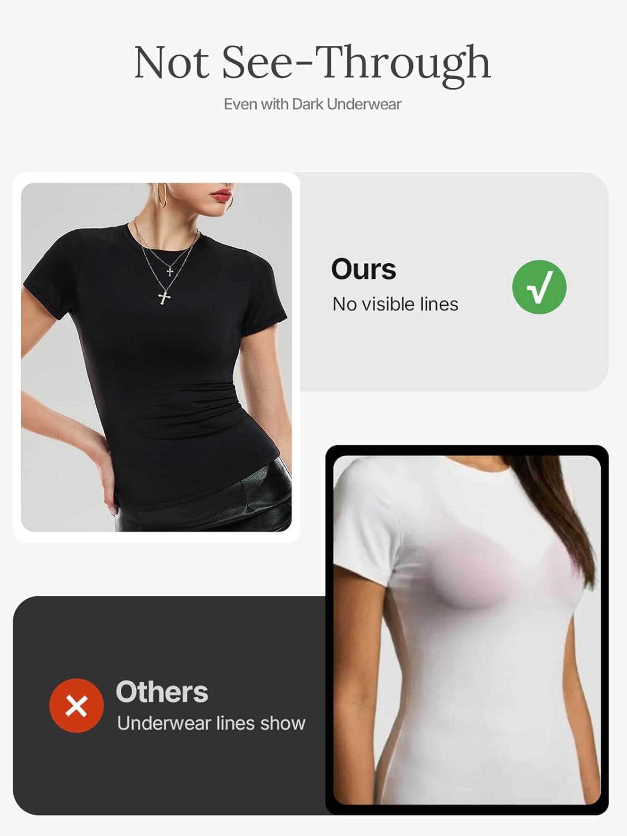 Women's Slim Fit Compression Workout Top - Stretchy Short Sleeve Y2K Tee