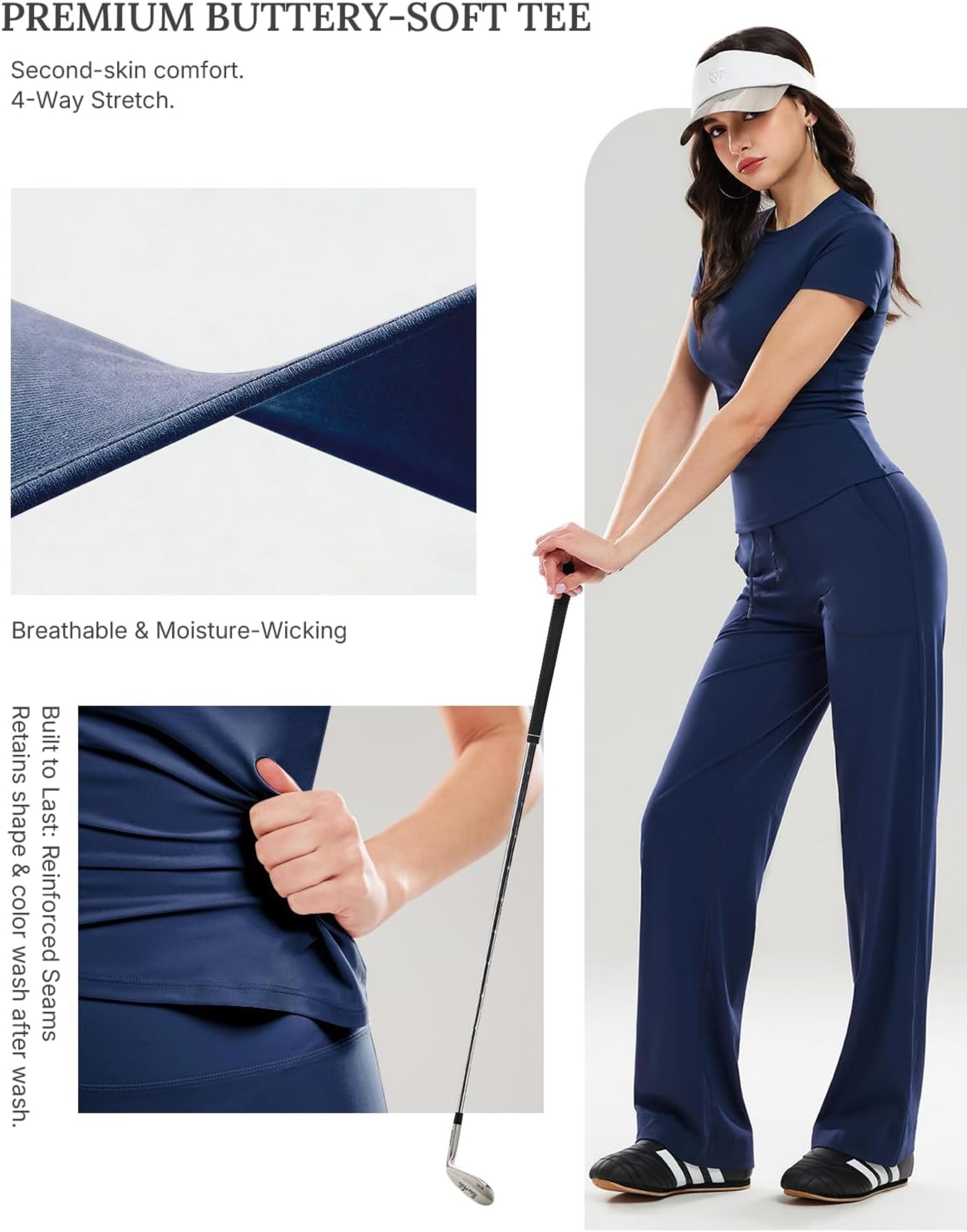 Women's Slim Fit Compression Workout Top - Stretchy Y2K Casual Tee