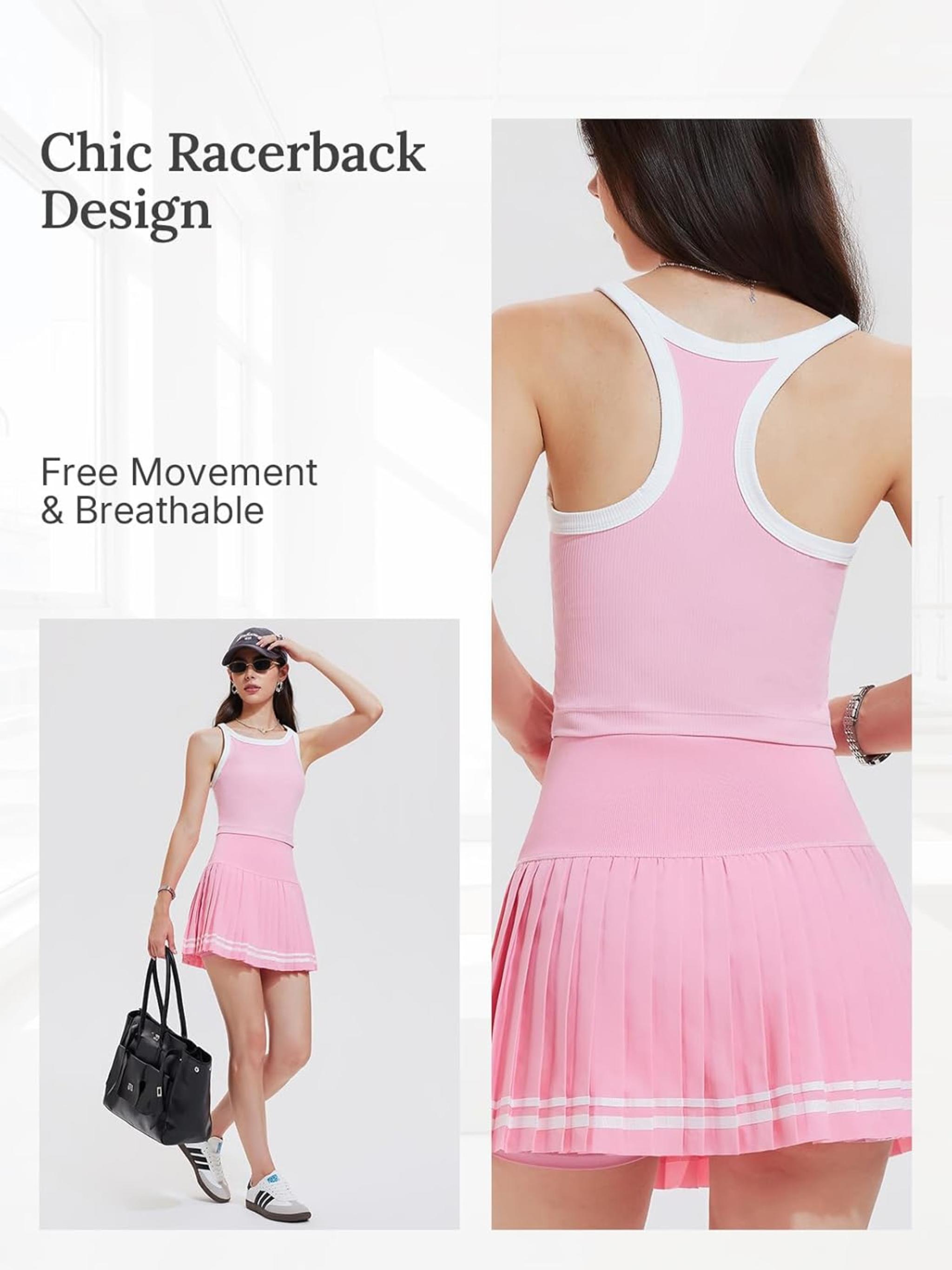 Women's 2 Piece Racerback Tank Top and Tennis Skirt Set for Athletic Performance