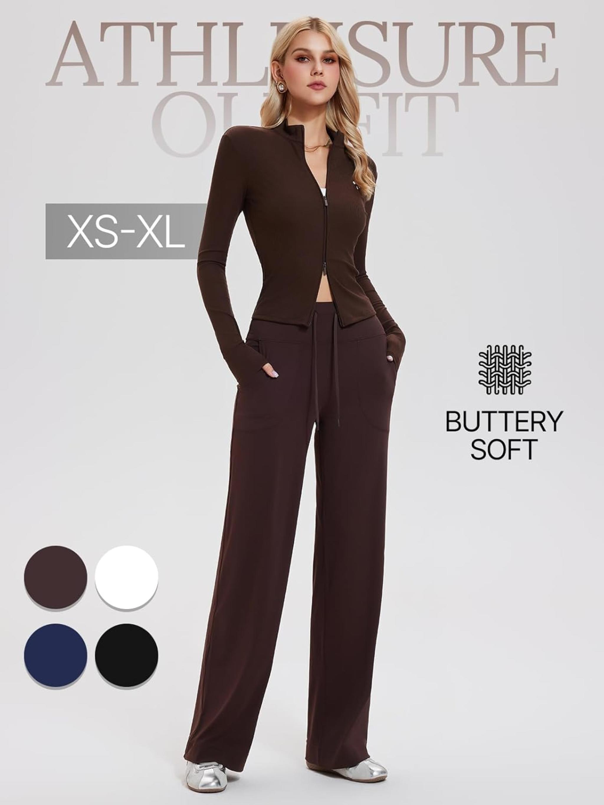 Tall Women's 2 Piece Matching Lounge Set - Y2K Zip Jacket and High Waist Pants