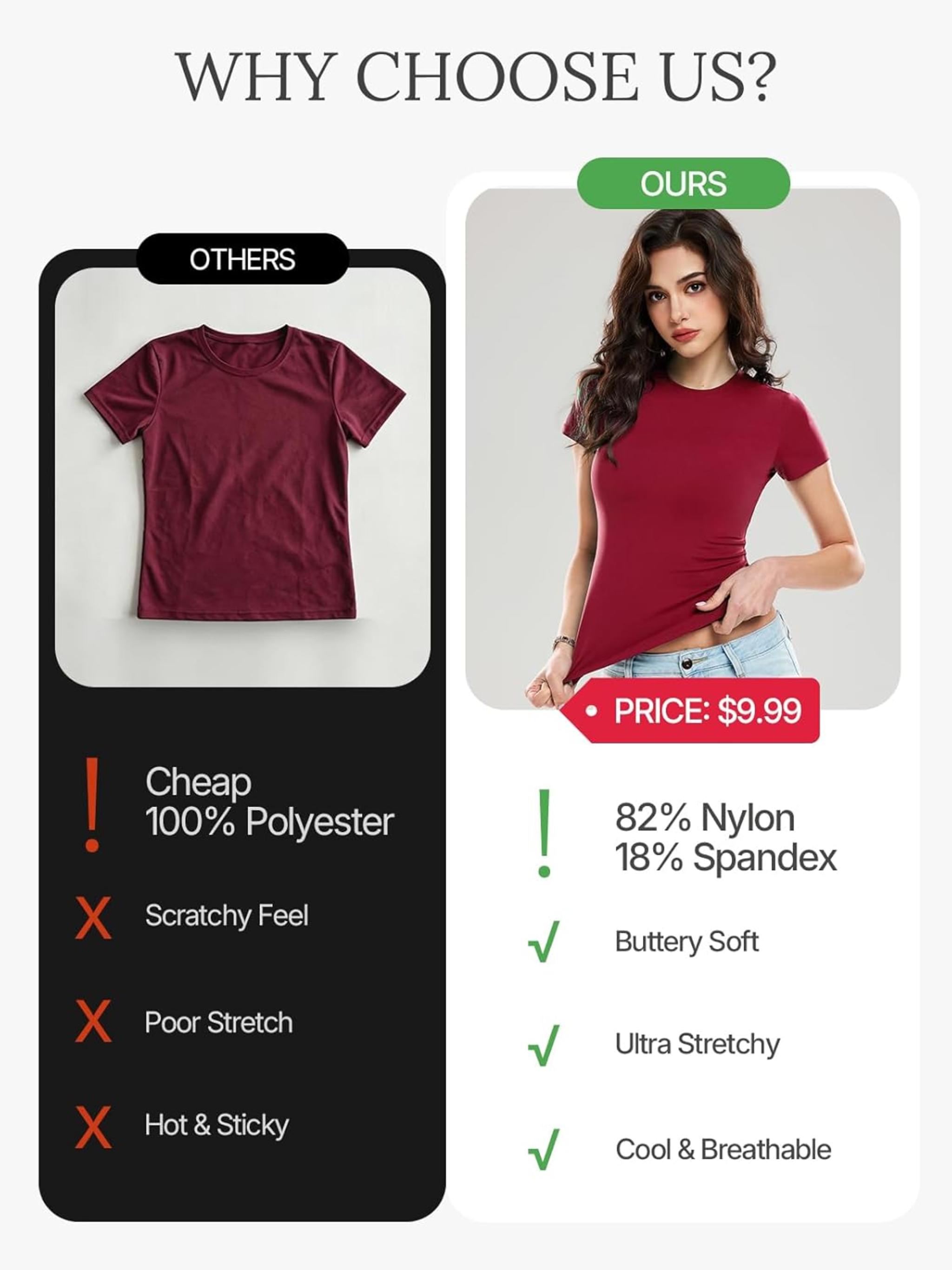 Women's Slim Fit Compression Workout Top - Non See Through Y2K Athletic Tee