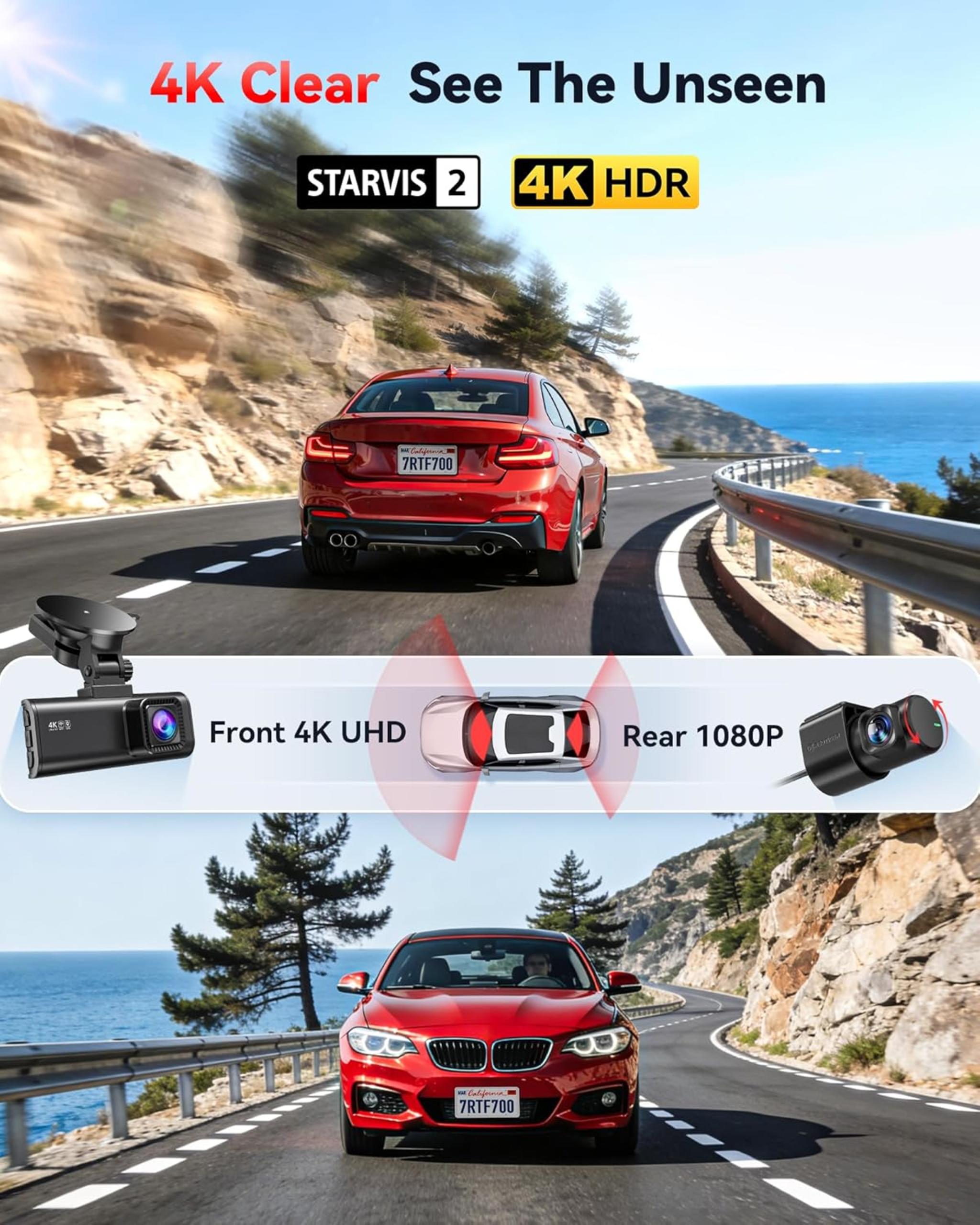4K Dual Channel Dash Cam with STARVIS 2 Sensor and 5.8GHz WiFi