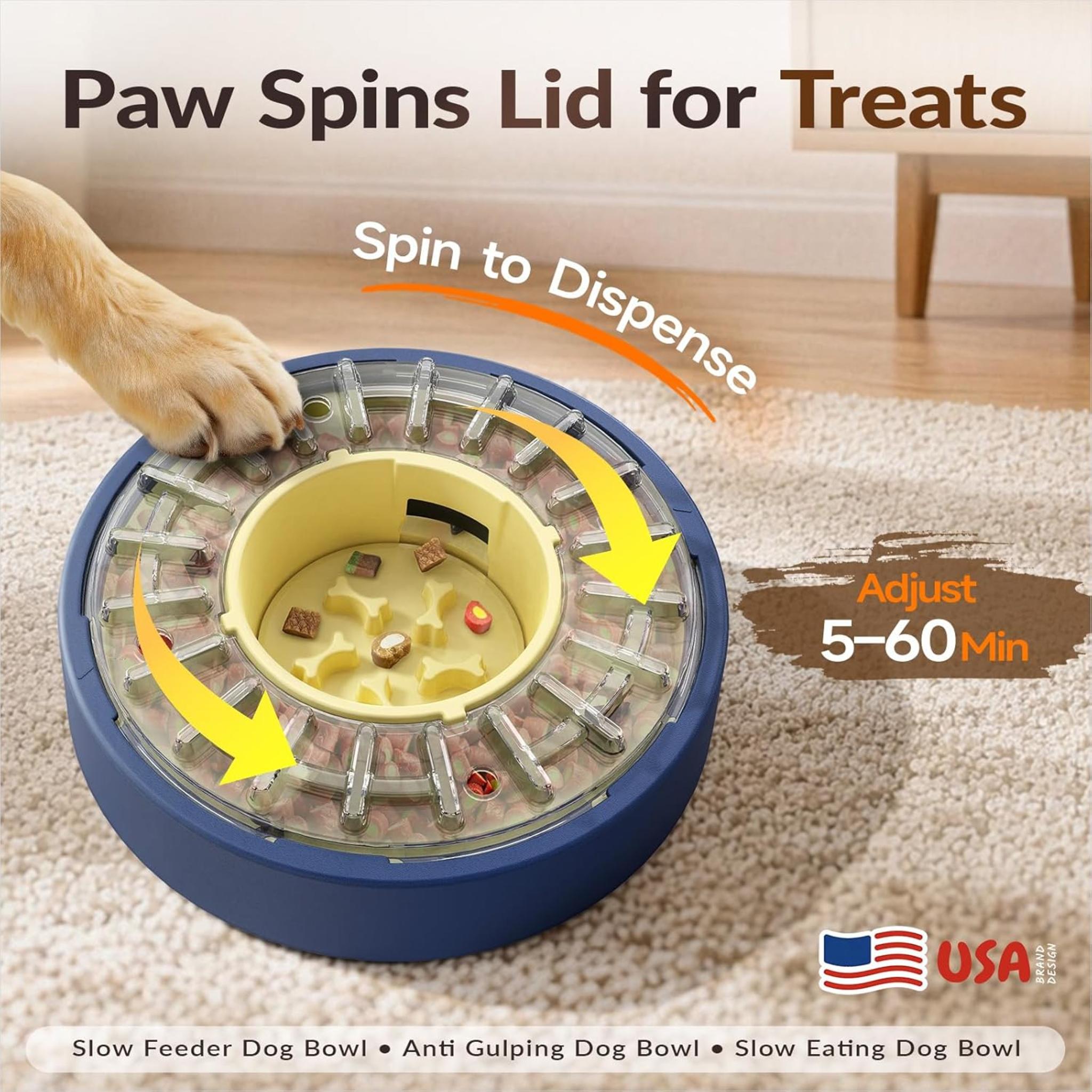 Adjustable Slow Feeder Dog Bowl - Spinning Puzzle & Anti-Gulping Food Dispenser