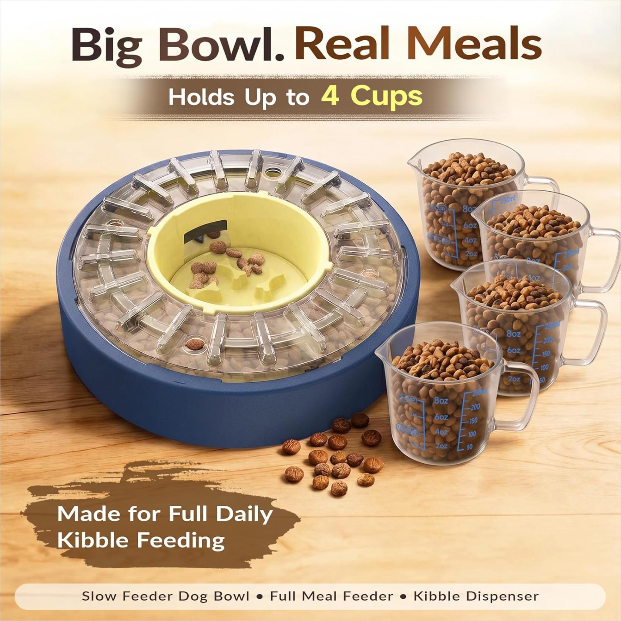 Adjustable Slow Feeder Dog Bowl - Spinning Puzzle & Anti-Gulping Food Dispenser