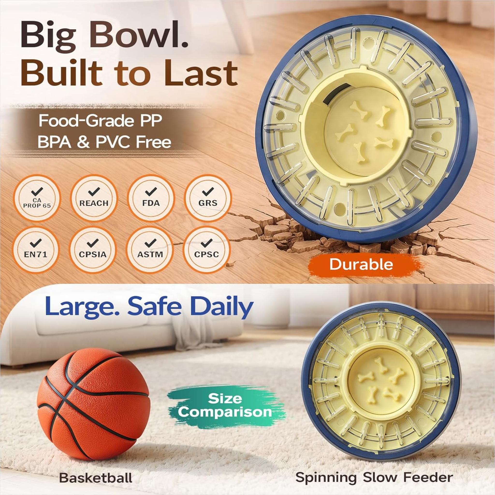Adjustable Slow Feeder Dog Bowl - Spinning Puzzle & Anti-Gulping Food Dispenser
