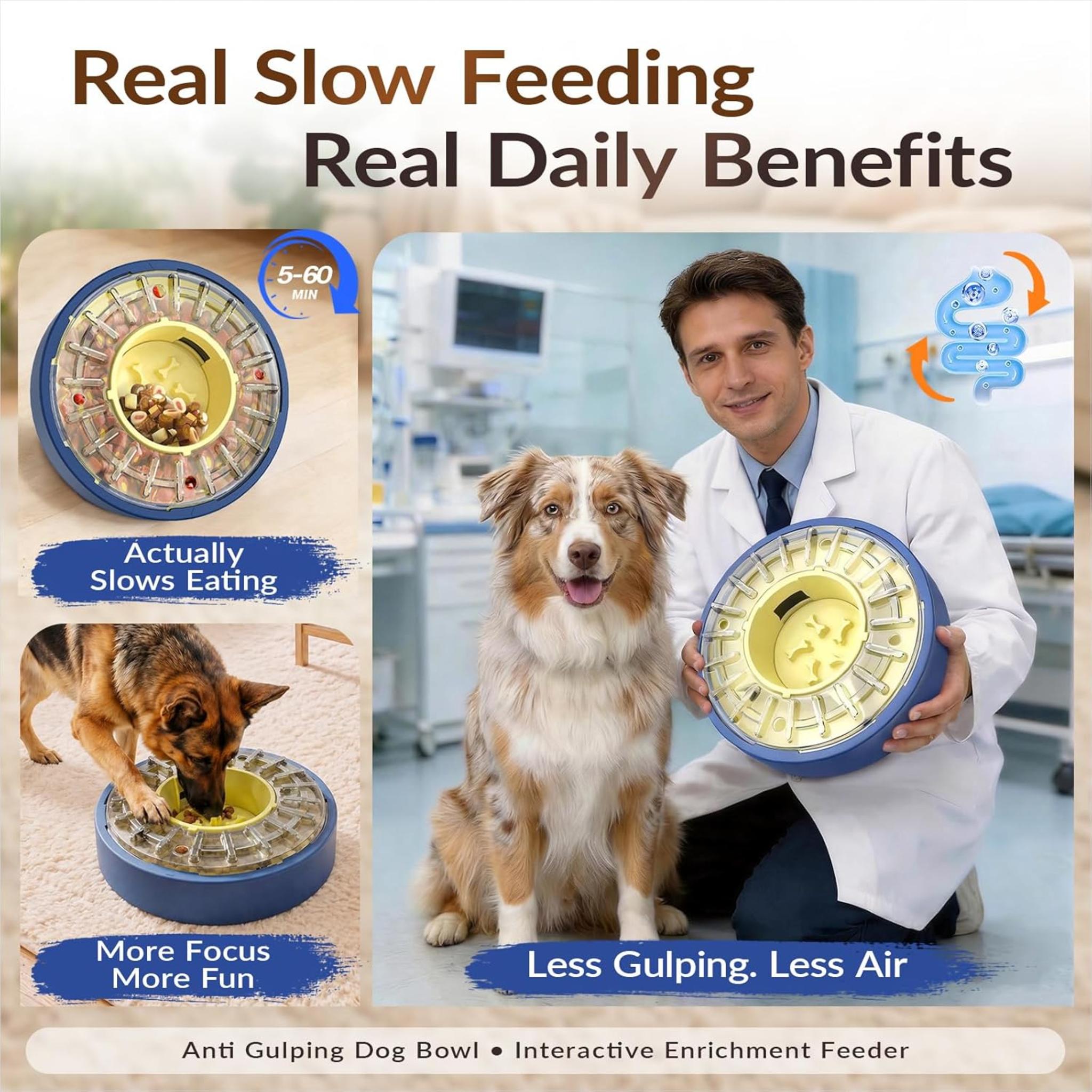 Adjustable Slow Feeder Dog Bowl - Spinning Puzzle & Anti-Gulping Food Dispenser
