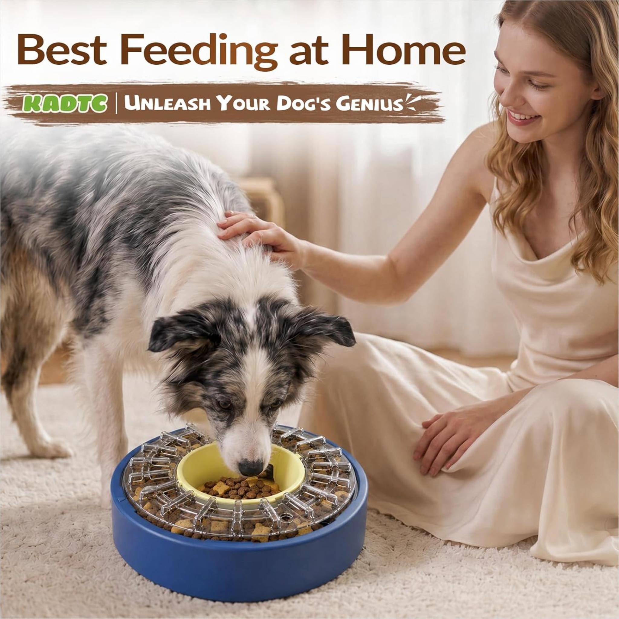 Adjustable Slow Feeder Dog Bowl - Spinning Puzzle & Anti-Gulping Food Dispenser