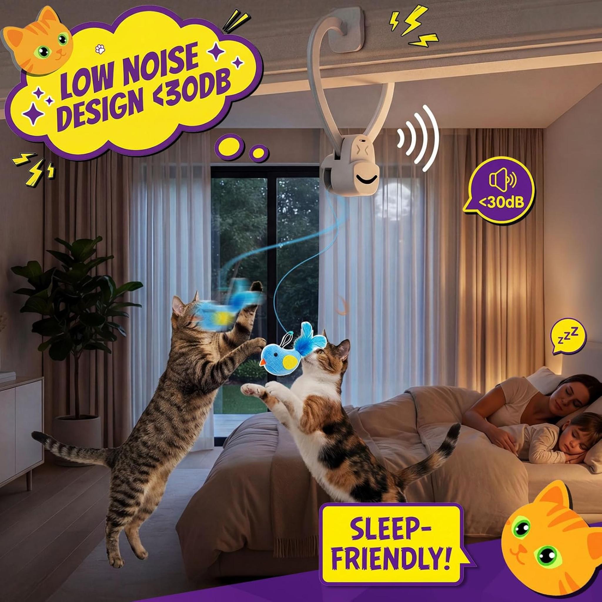 Interactive Automatic Flying Bird Cat Toy with USB Rechargeable Battery