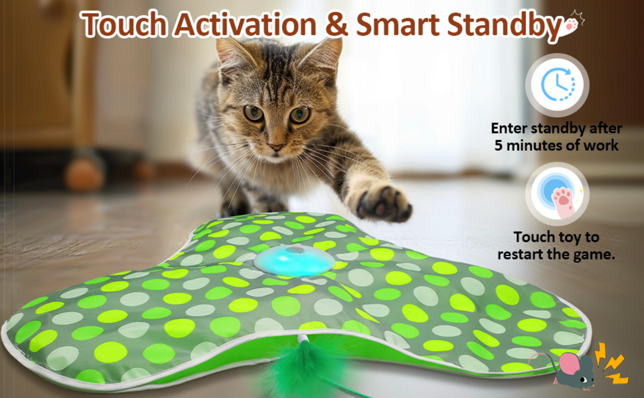 Automatic Interactive Cat Toy with Motion Activated Hide and Seek Feathers image 8