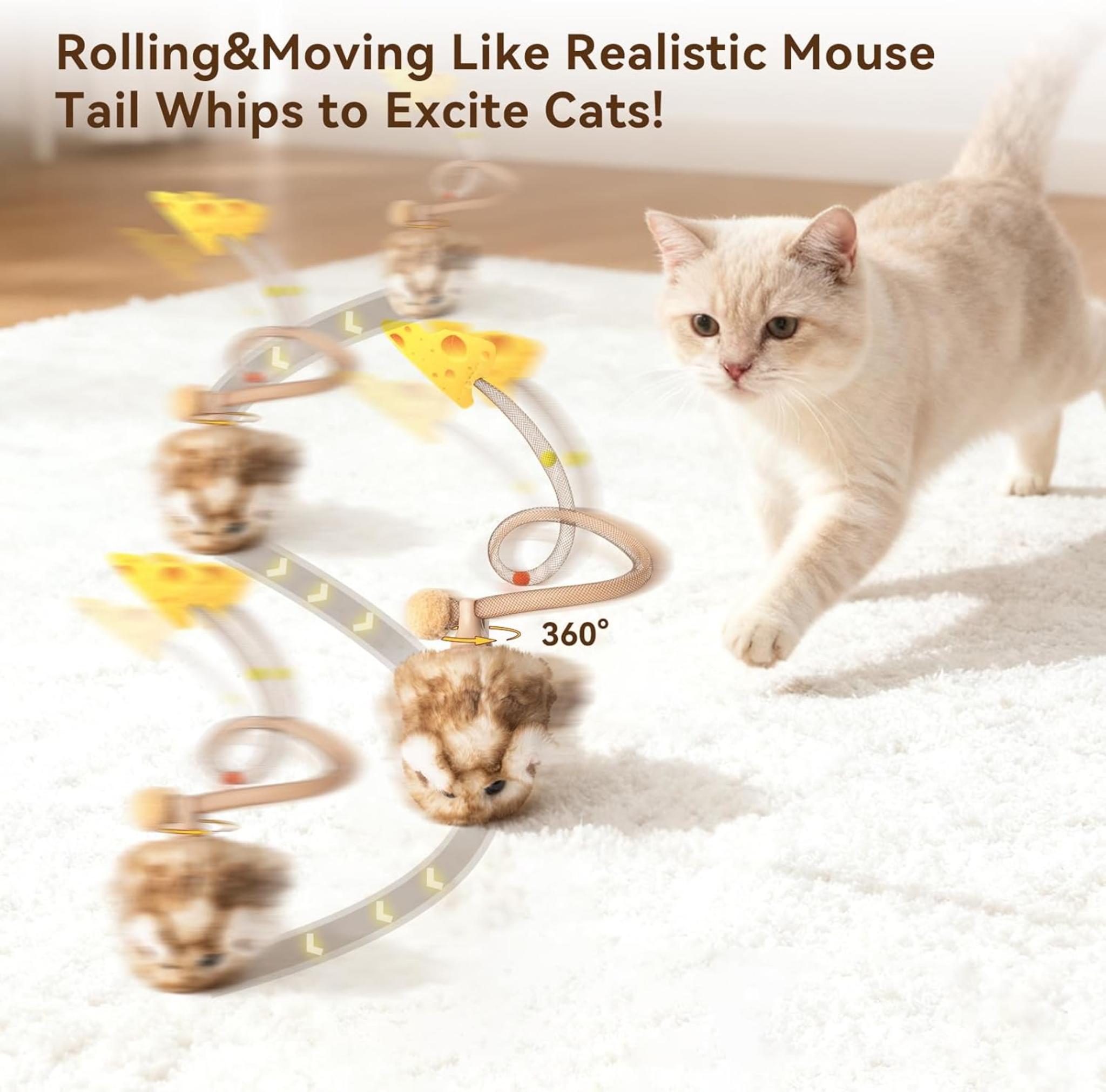 Interactive Mouse Cat Toy with 360° Rolling & Smart Motion Sensor
