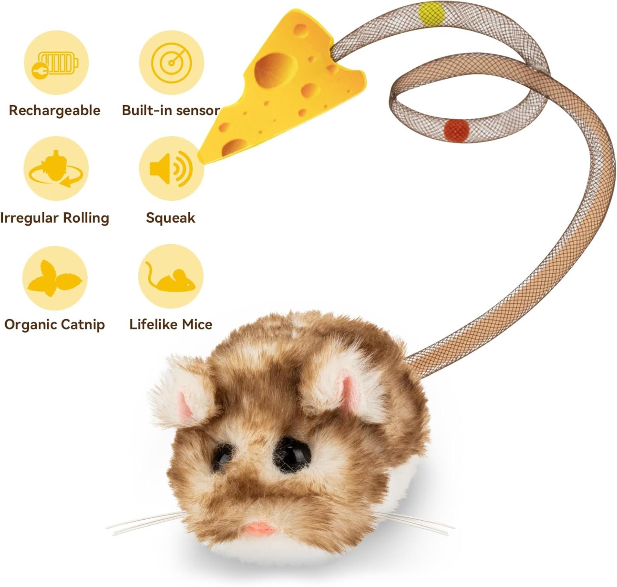 Interactive Mouse Cat Toy with 360° Rolling & Smart Motion Sensor