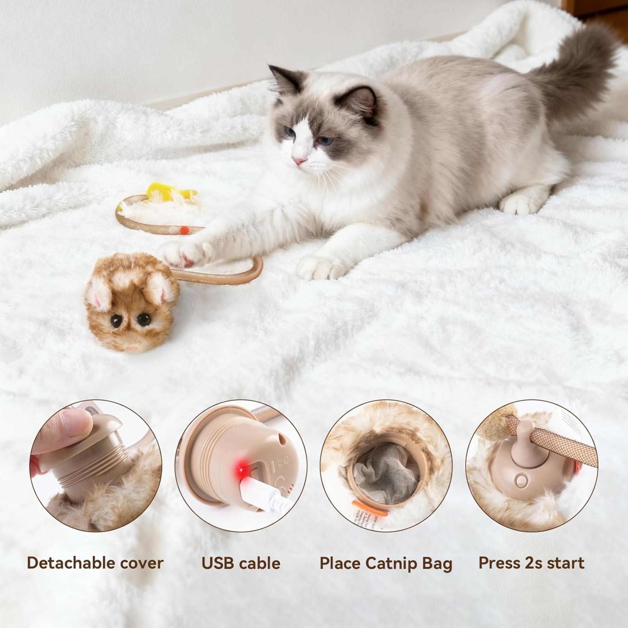 Interactive Mouse Cat Toy with 360° Rolling & Smart Motion Sensor