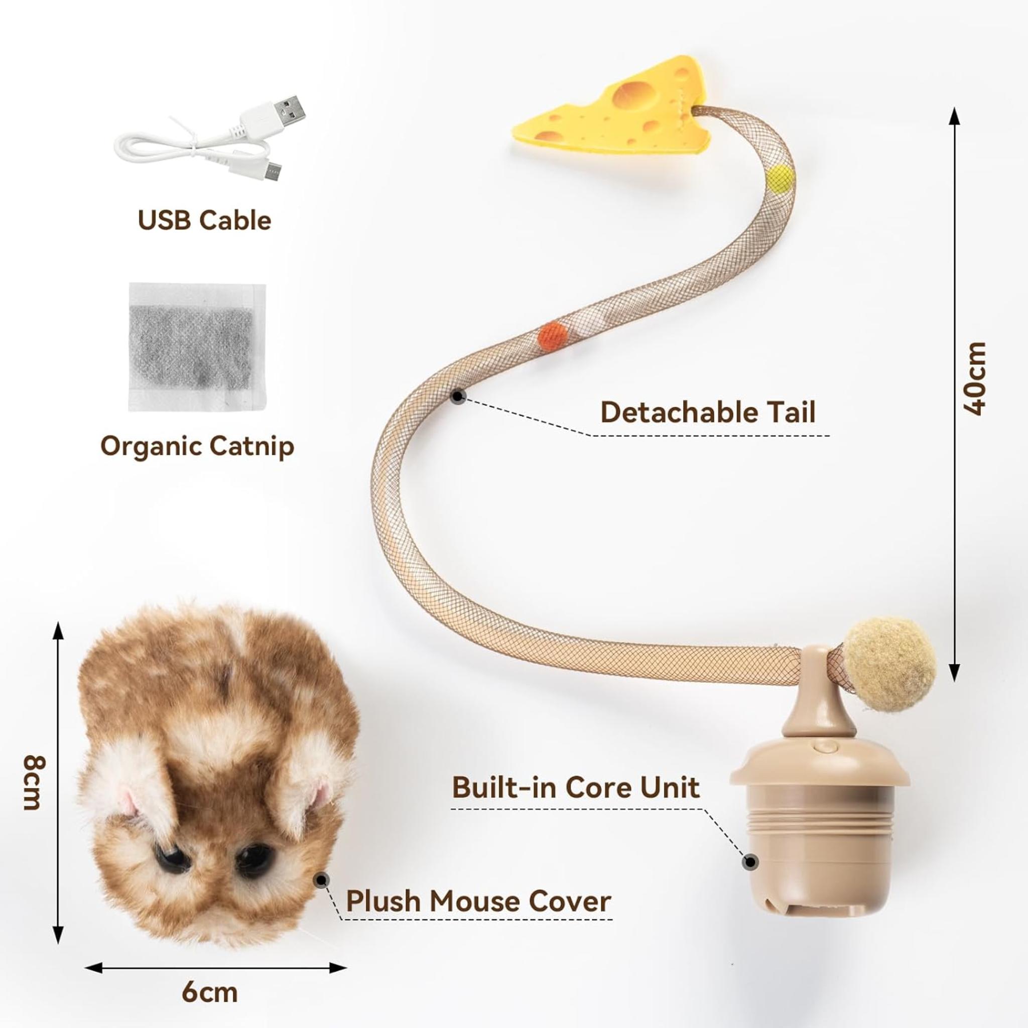 Interactive Mouse Cat Toy with 360° Rolling & Smart Motion Sensor