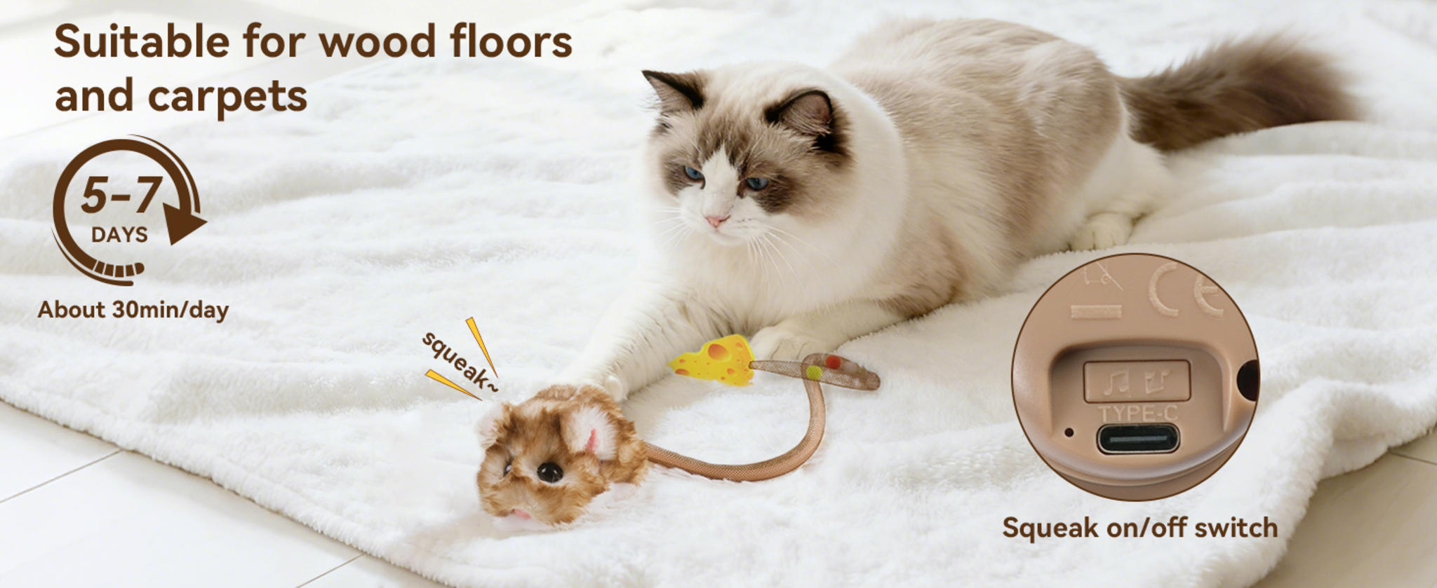 Interactive Mouse Cat Toy with 360° Rolling & Smart Motion Sensor image 10