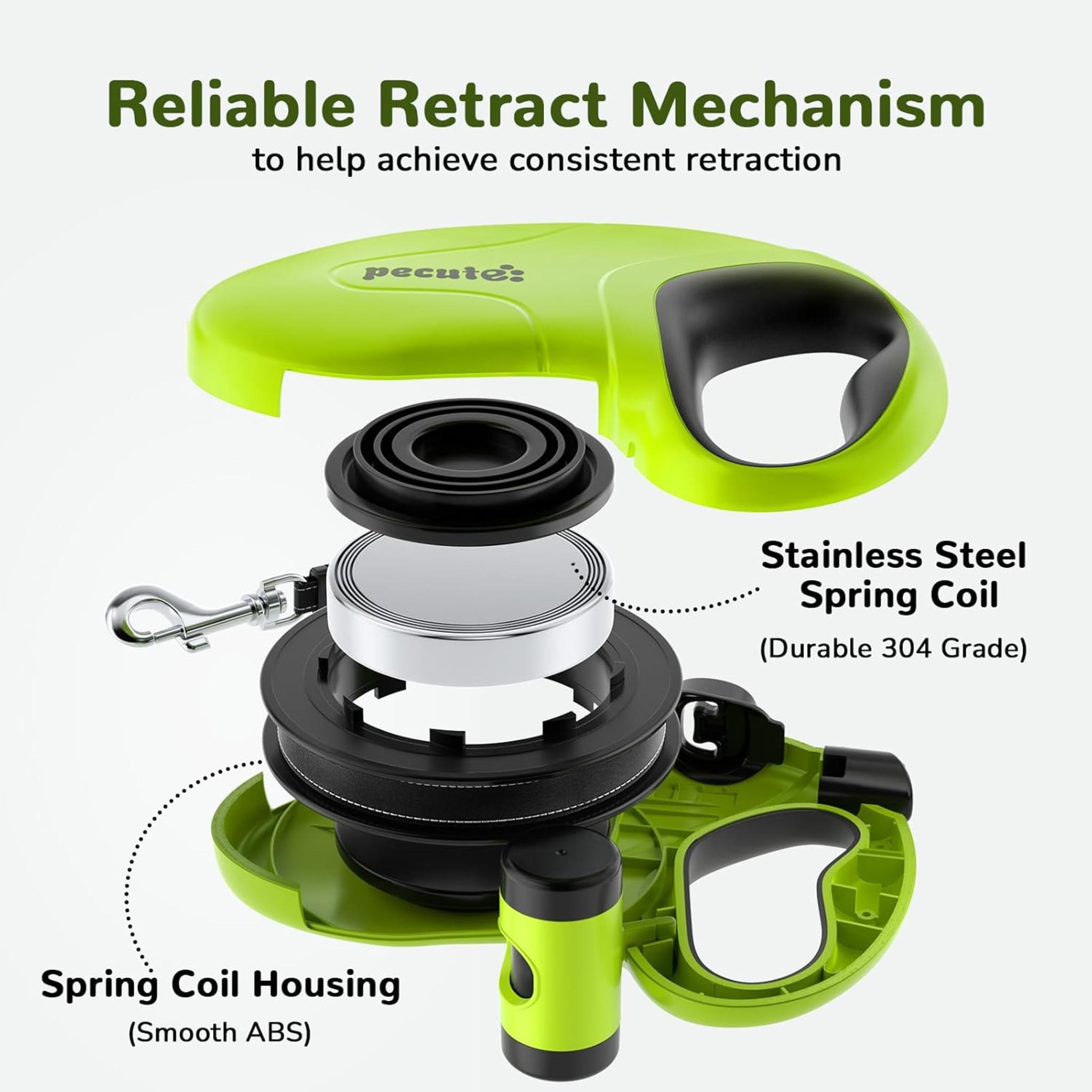 32ft Heavy Duty Retractable Dog Leash with 360° Tangle-Free Design